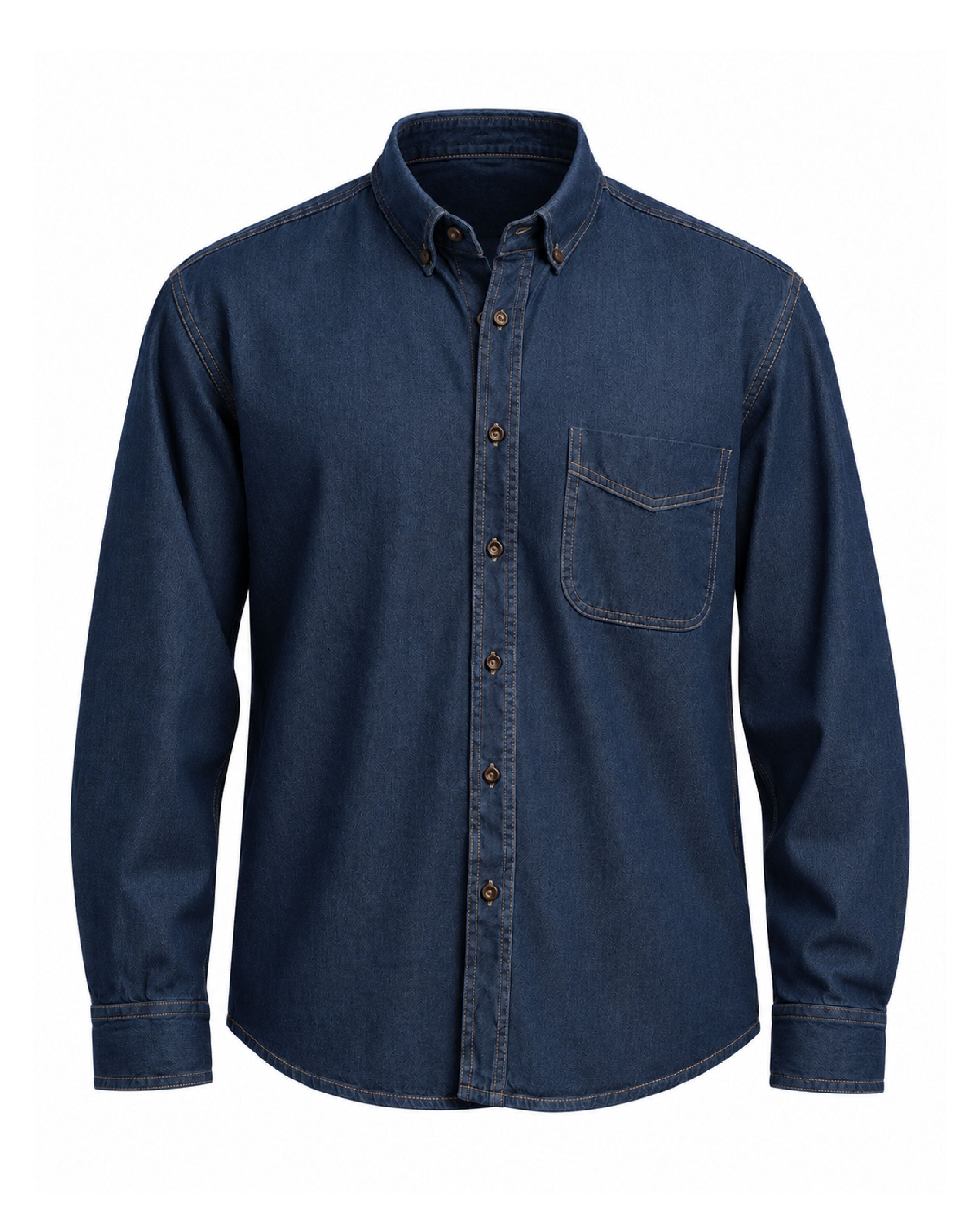 Camisa Hombre Manga Larga Mezclilla Stone