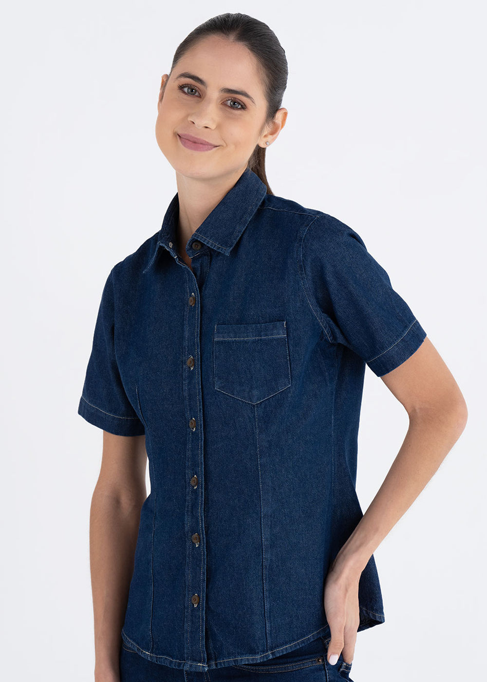 Blusa Mujer Mezclilla Manga Corta Stone