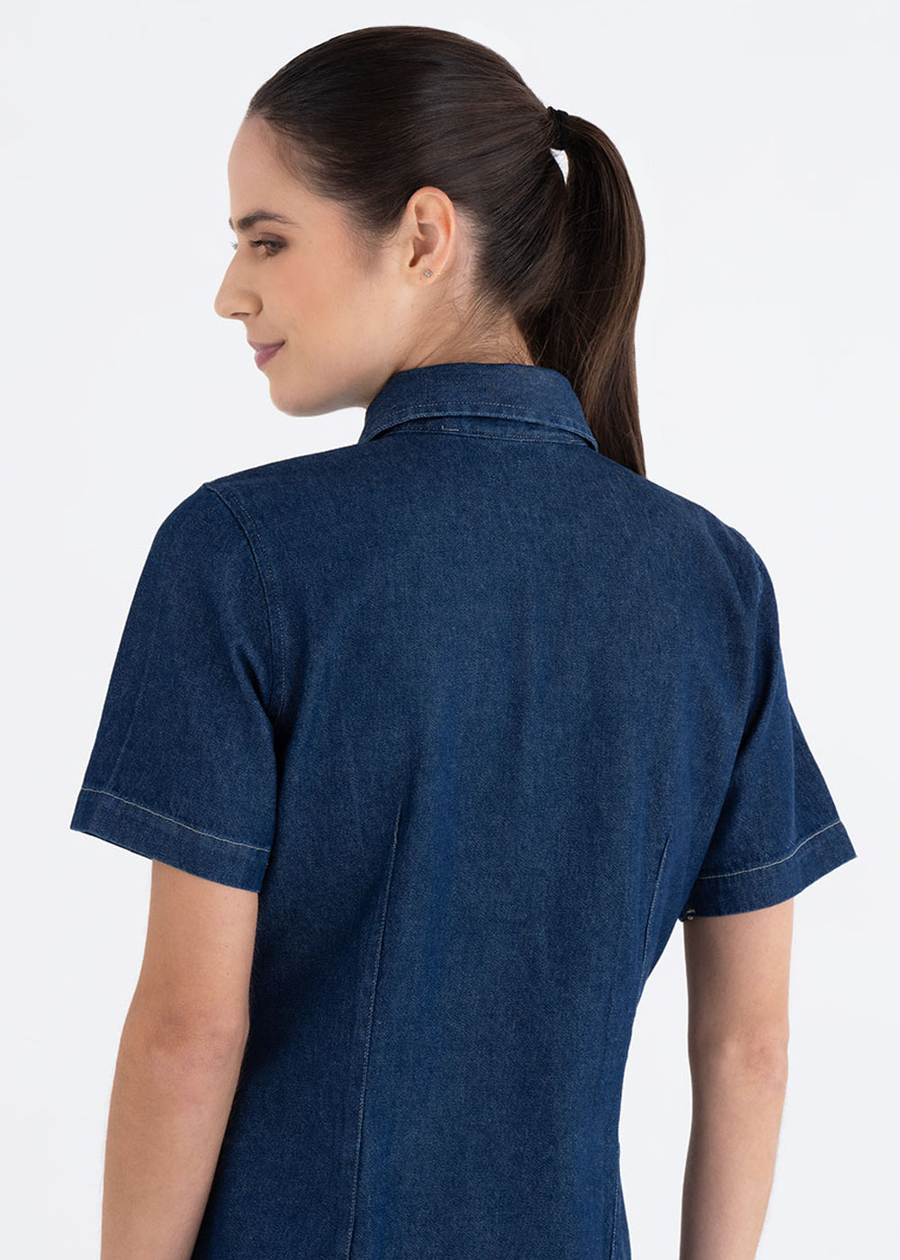 Blusa Mujer Mezclilla Manga Corta Stone