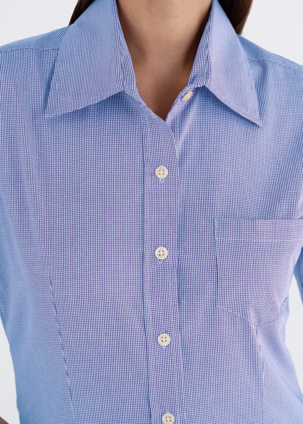 Blusa Mujer Manga Corta Microcuadro