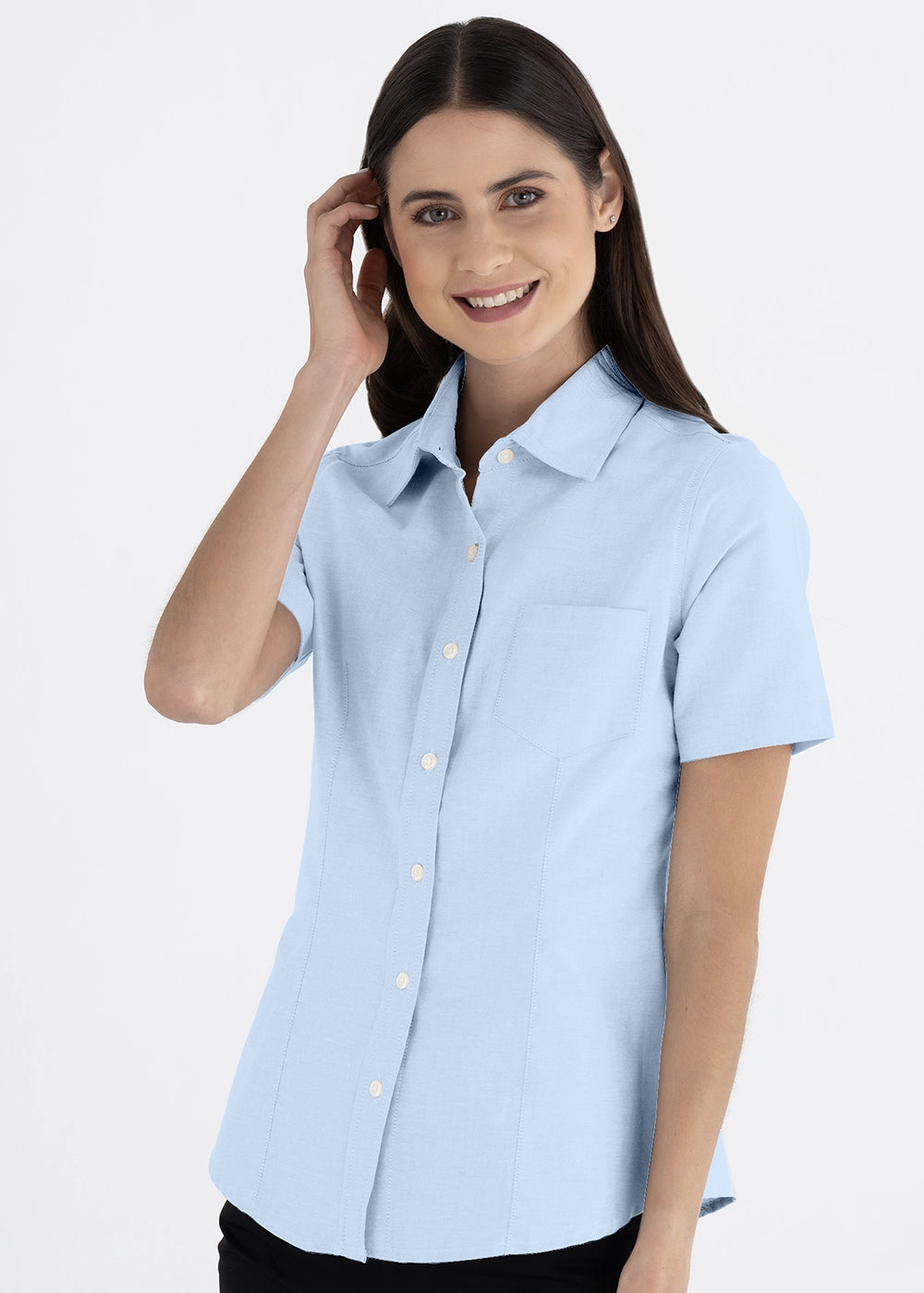 Blusa Mujer Manga Corta Oxford