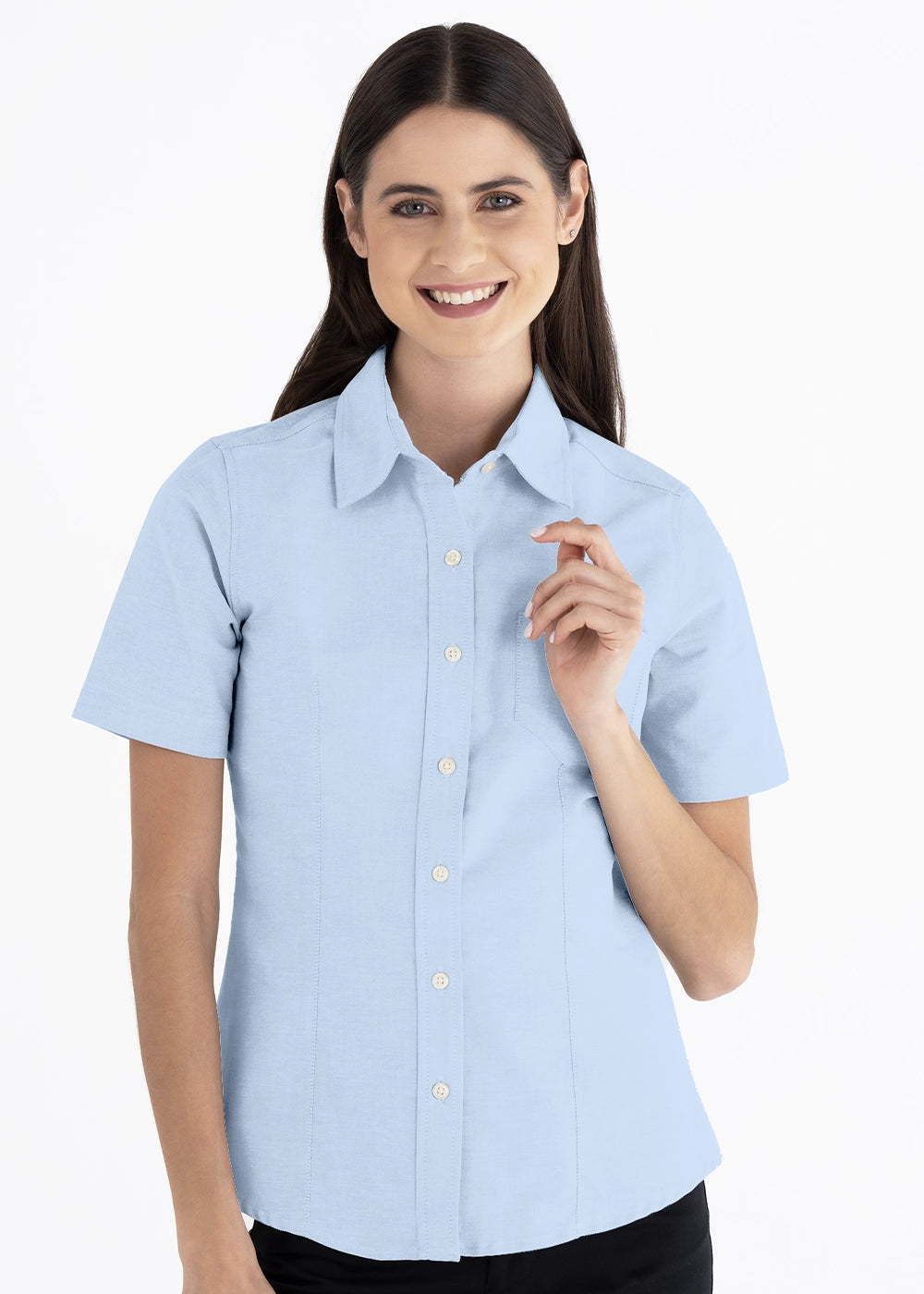 Blusa Mujer Manga Corta Oxford
