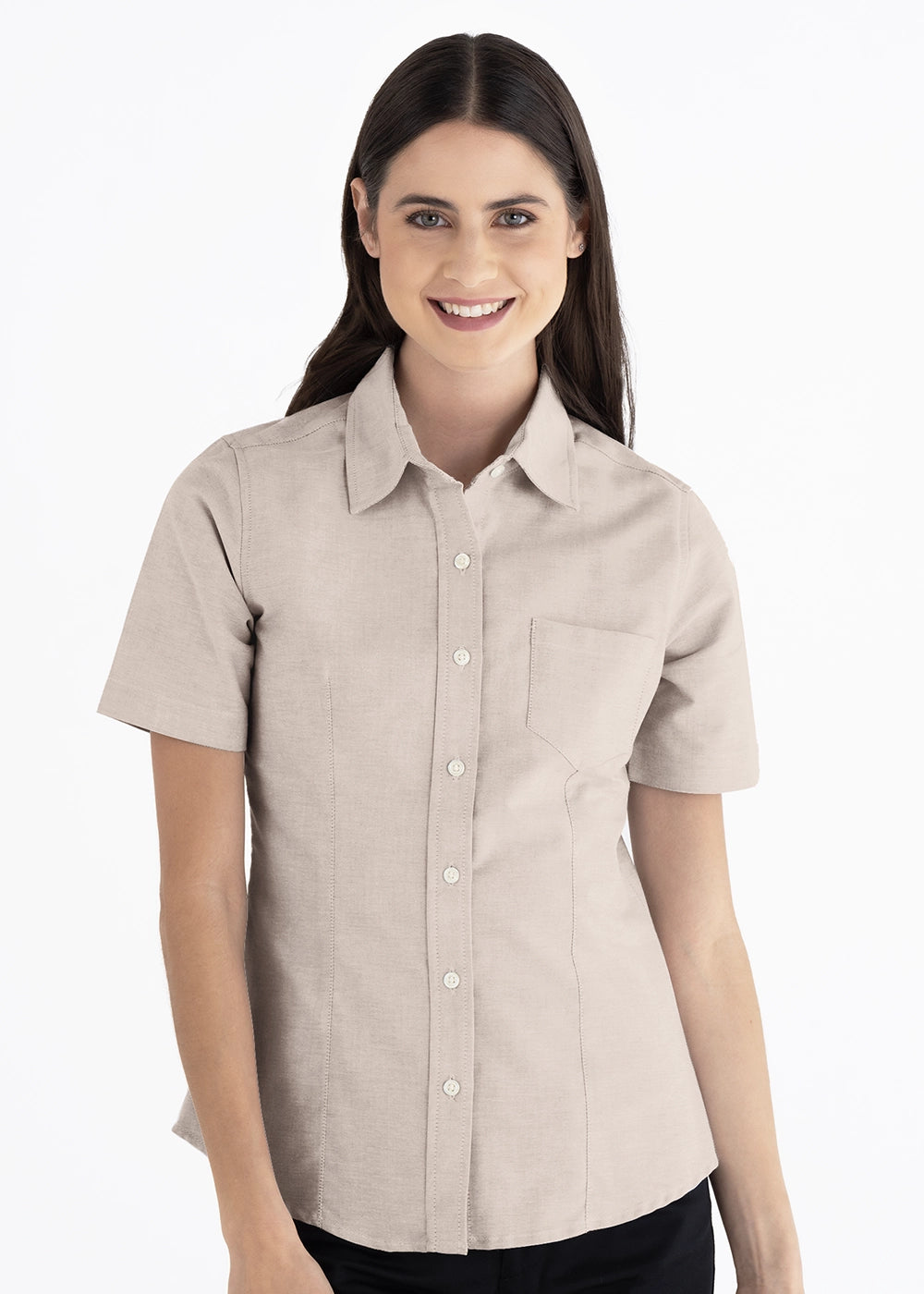 Blusa Mujer Manga Corta Oxford Cocoa