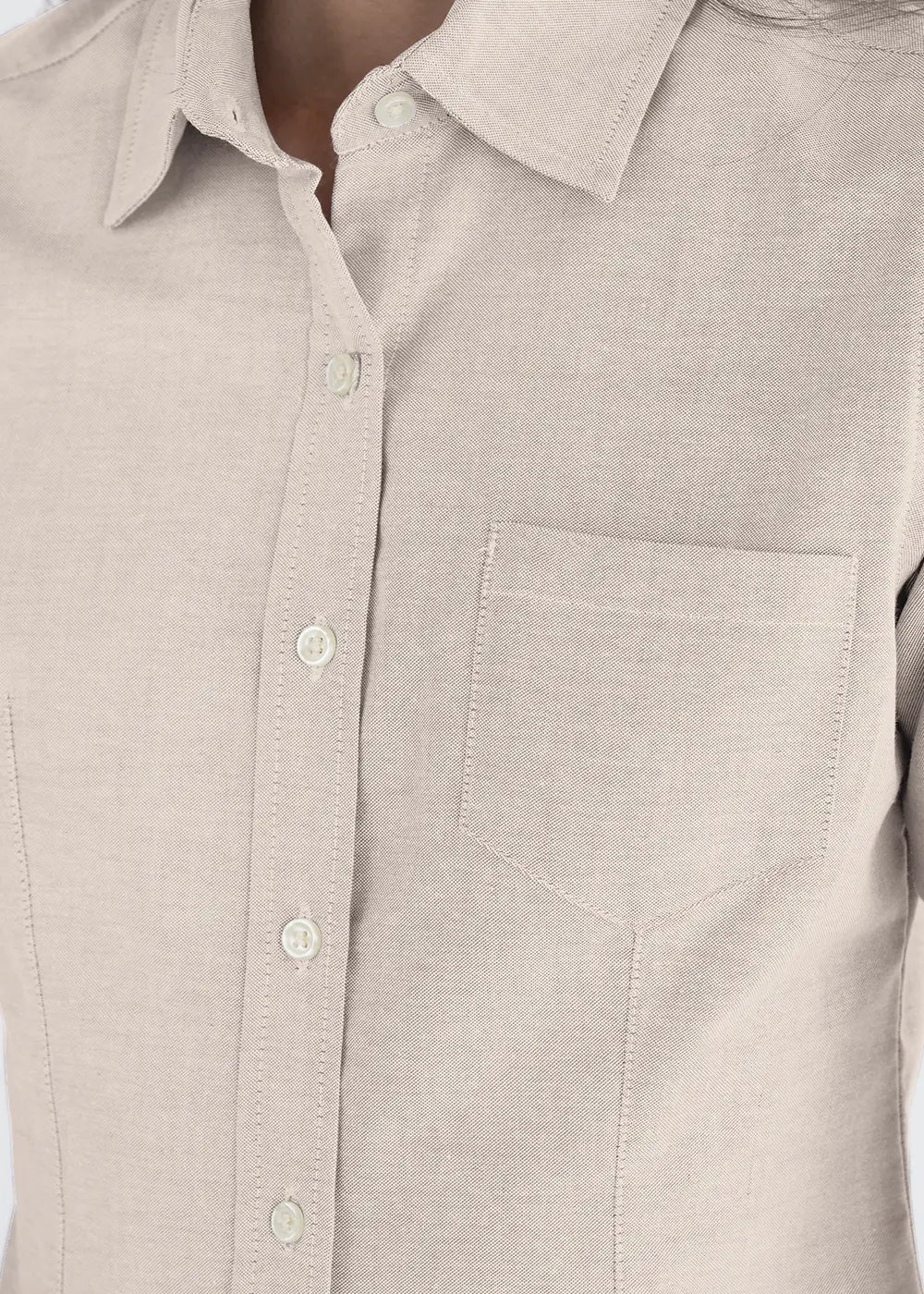 Blusa Mujer Manga Corta Oxford Cocoa