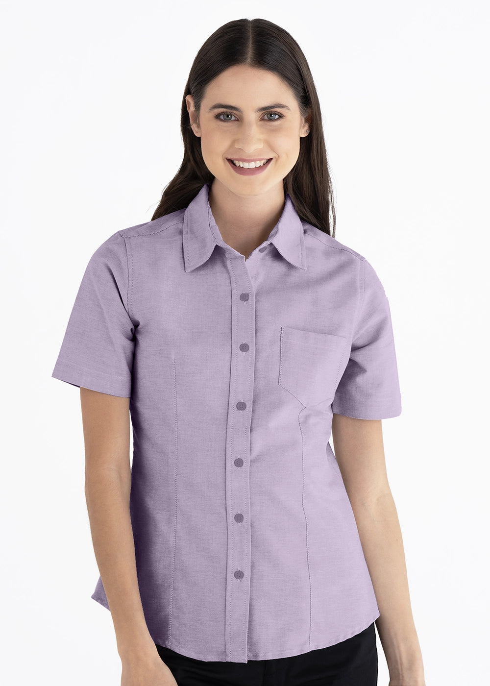 Blusa Mujer Manga Corta Oxford Lila