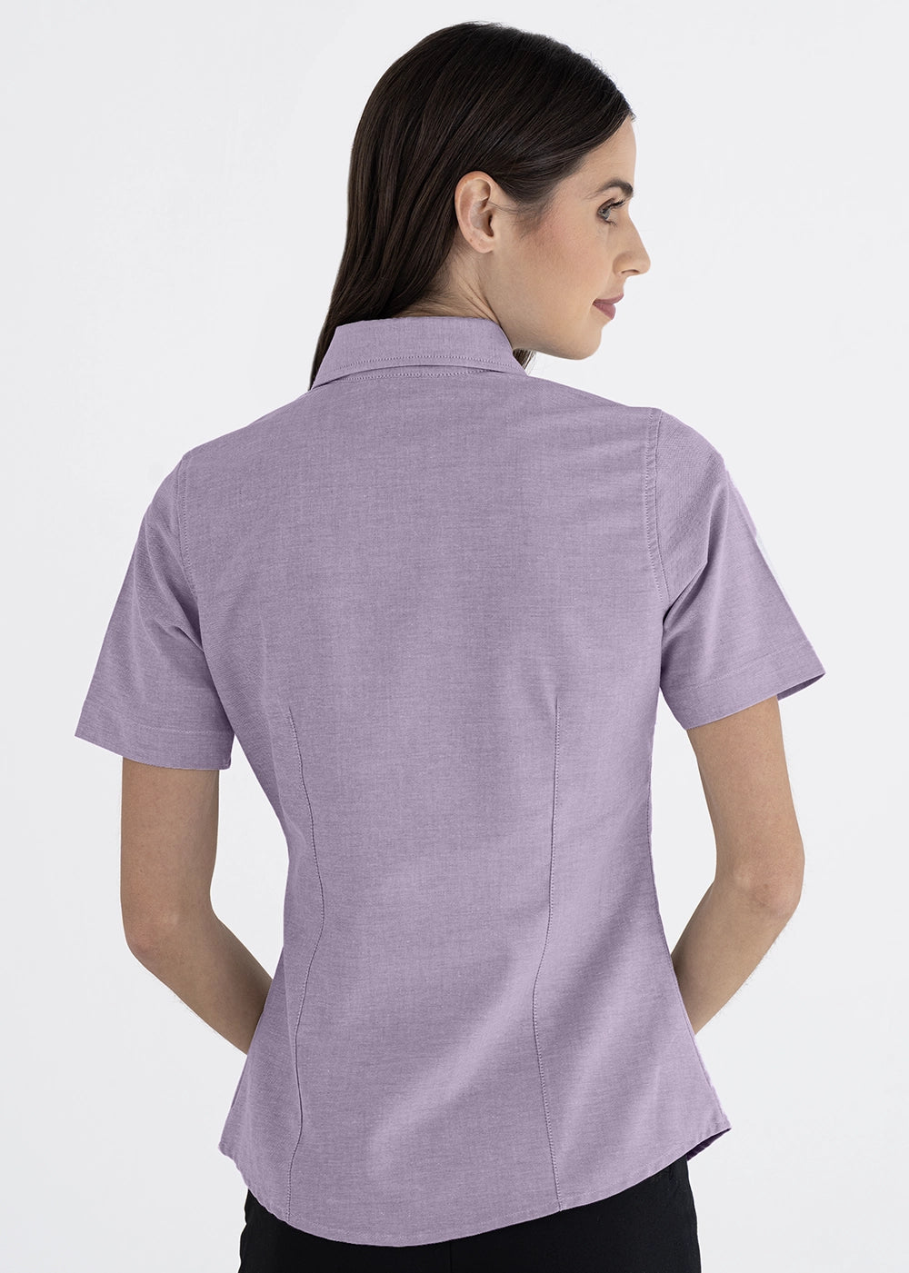 Blusa Mujer Manga Corta Oxford Lila