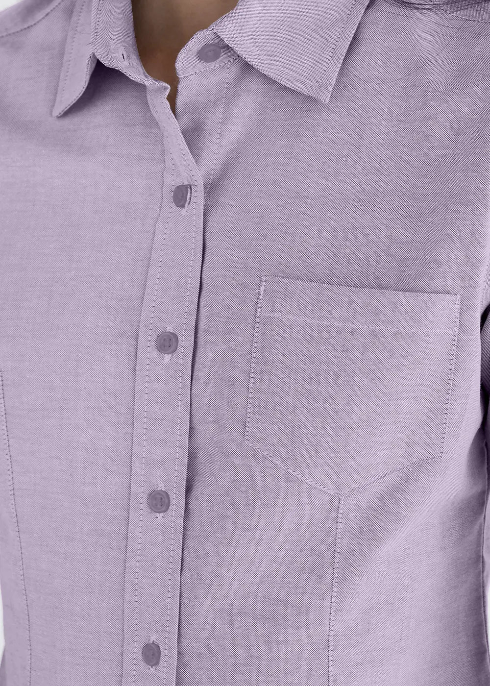 Blusa Mujer Manga Corta Oxford Lila