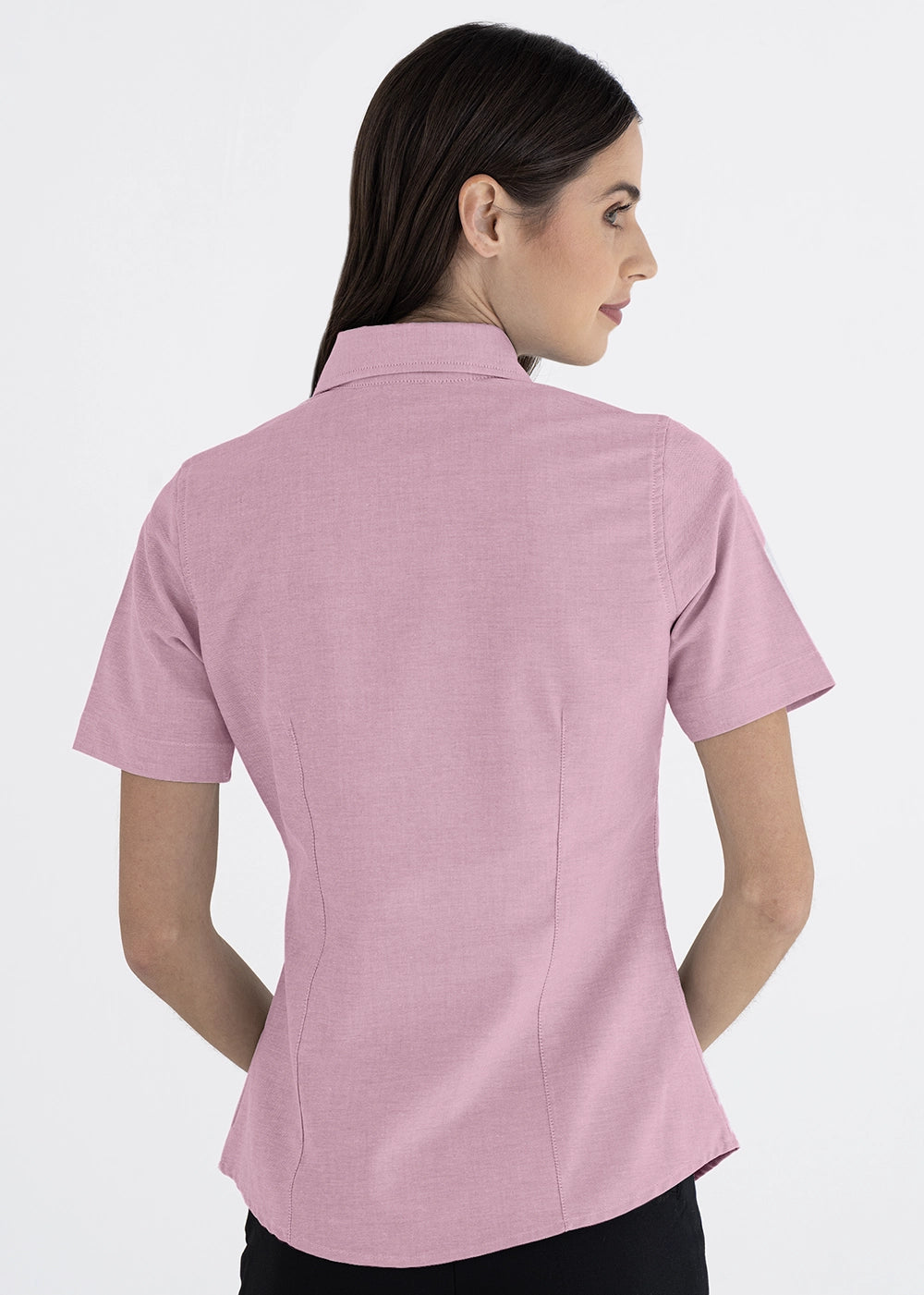 Blusa Mujer Manga Corta Oxford Rosa