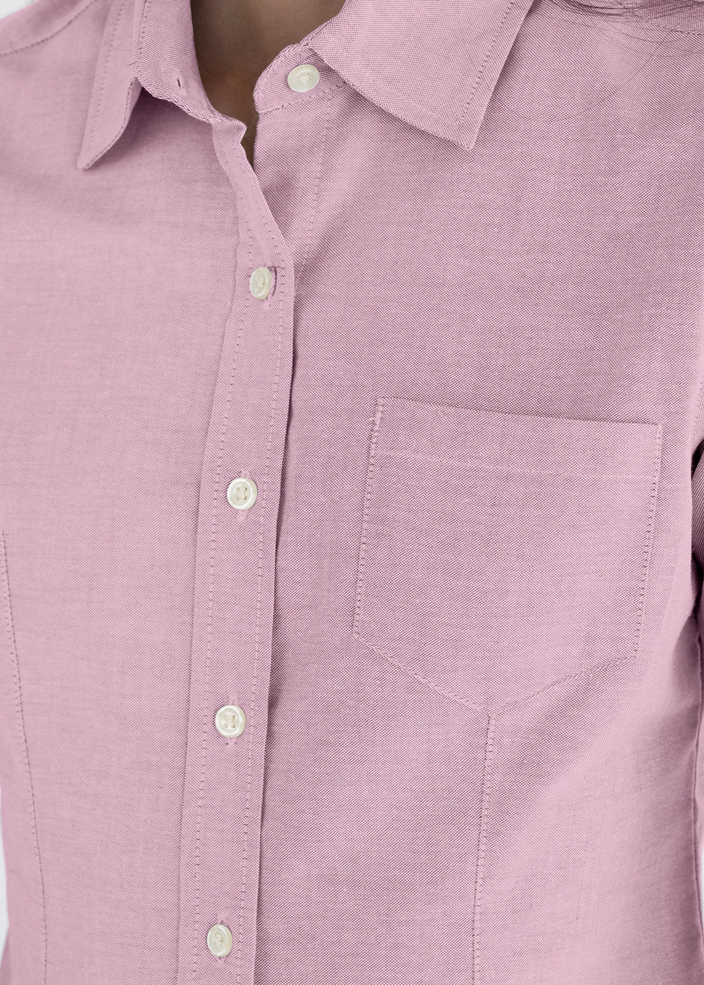 Blusa Mujer Manga Corta Oxford Rosa