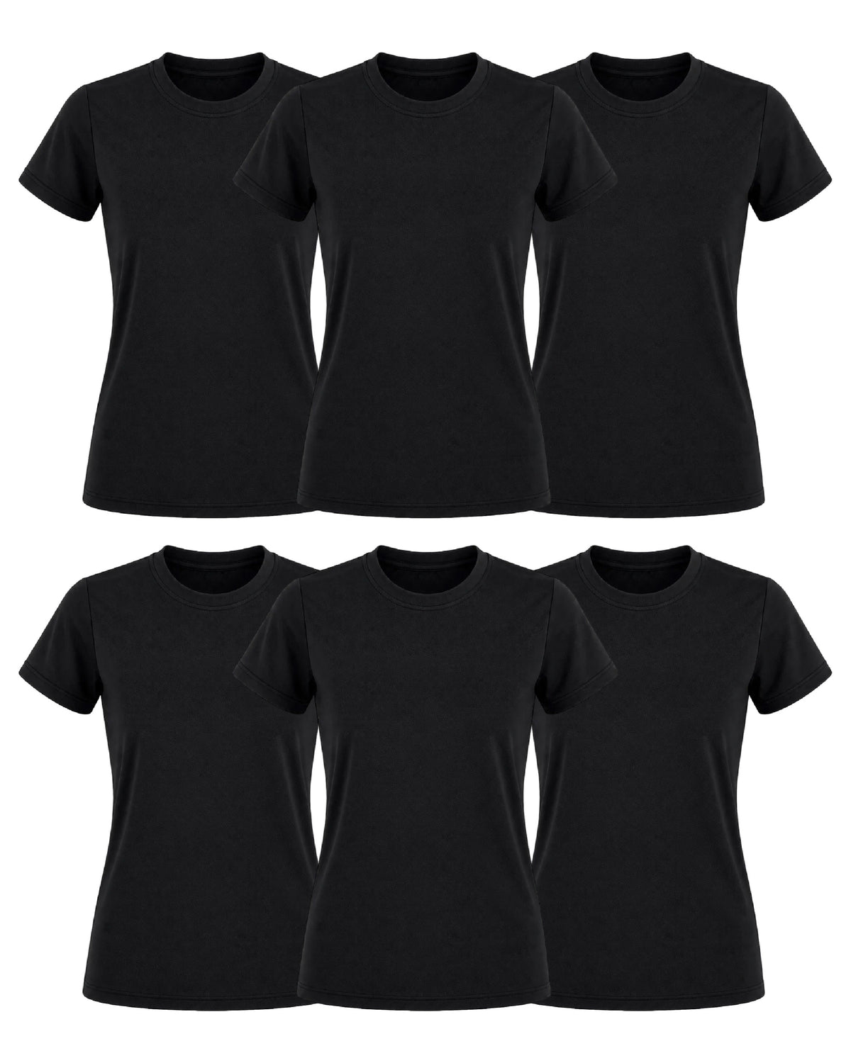 Pack 6 Playeras Negras Mujer Crew