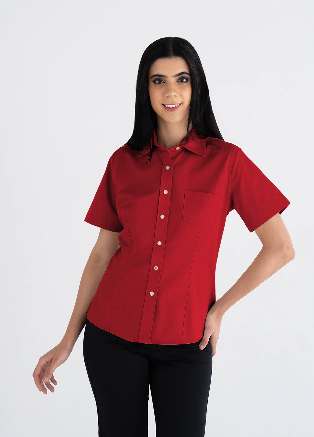 Polycotton Manga Corta Blusa Mujer