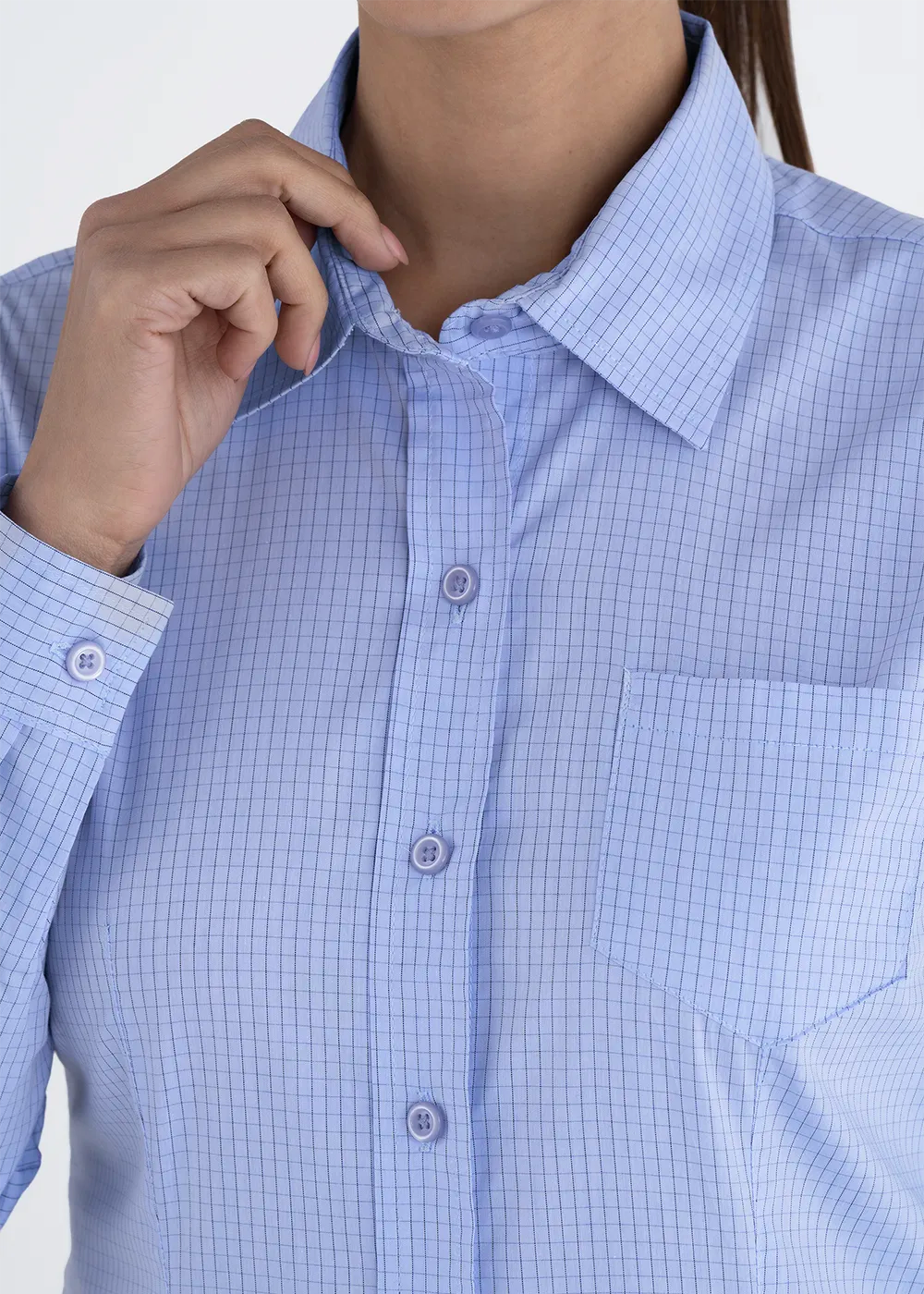 BLUSA SCACHI LIGHT BLUE MANGA LARGA