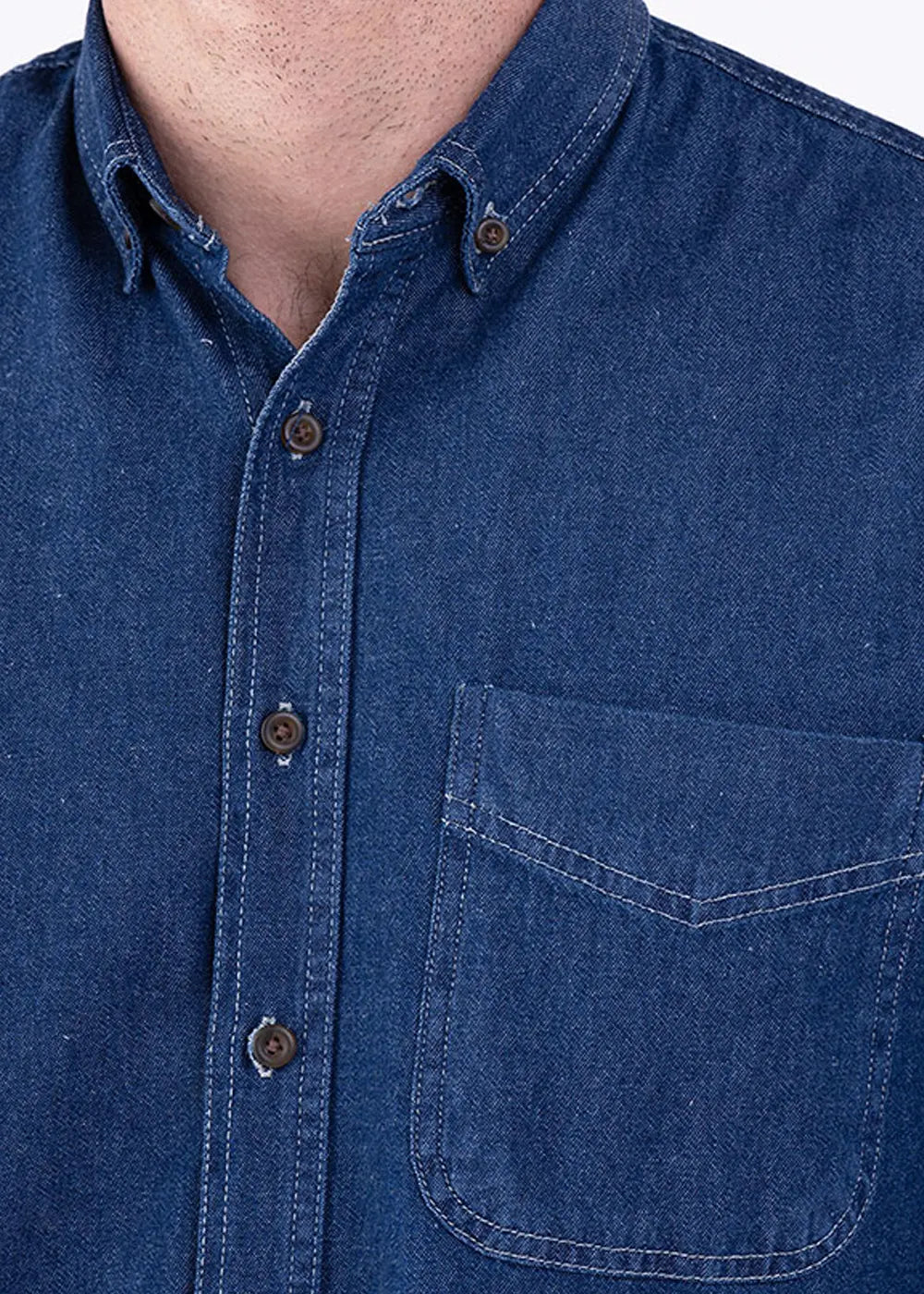 Camisa Hombre Manga Larga Mezclilla Stone