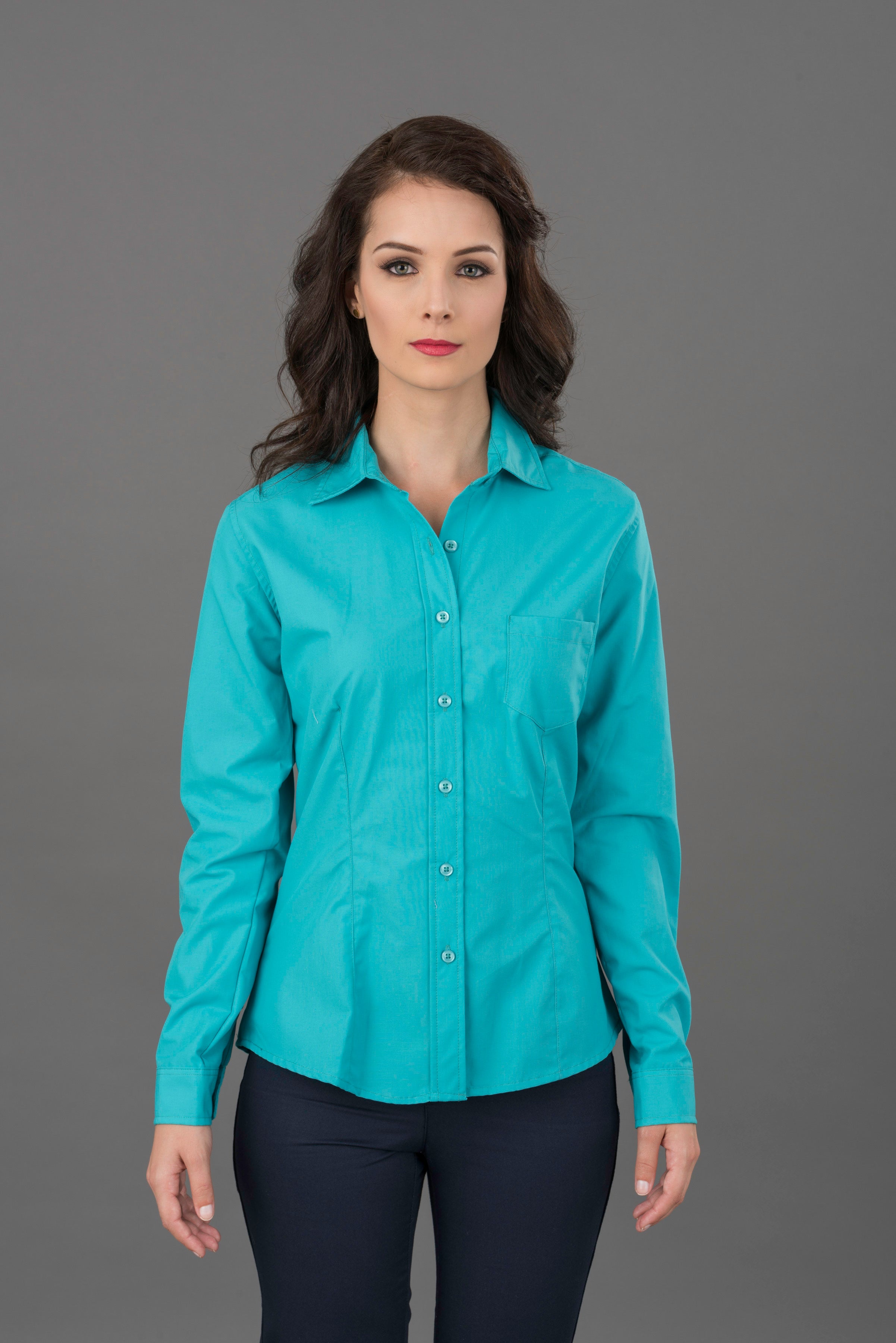 BLUSA DUBLIN VERDE AQUA MANGA LARGA