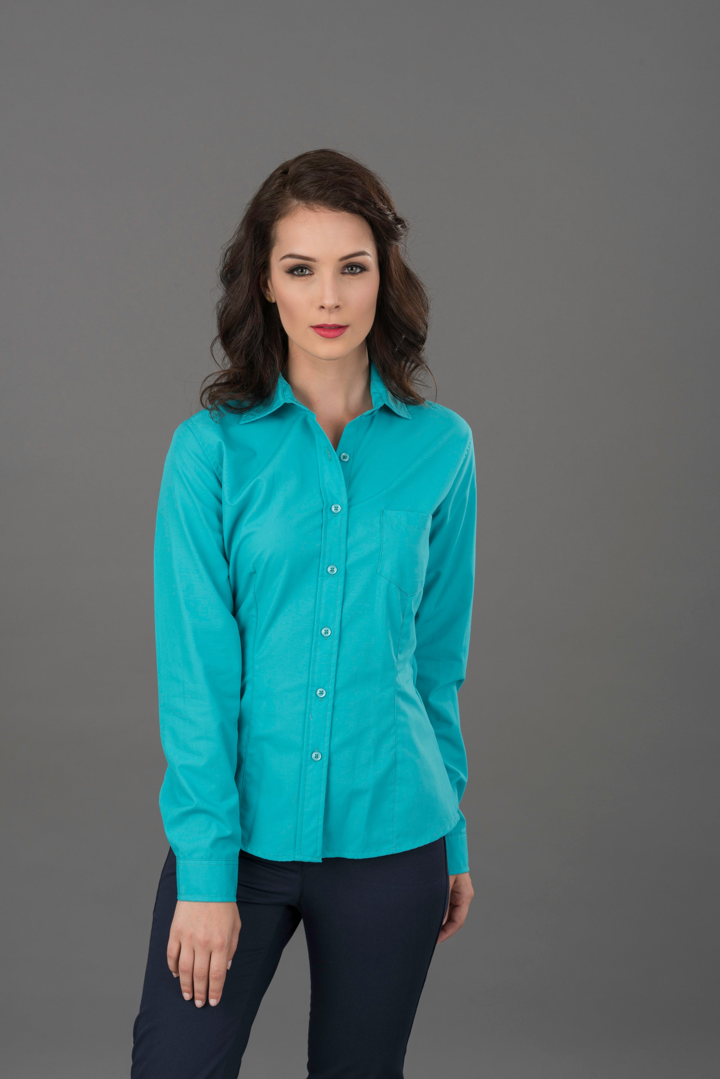 BLUSA DUBLIN VERDE AQUA MANGA LARGA