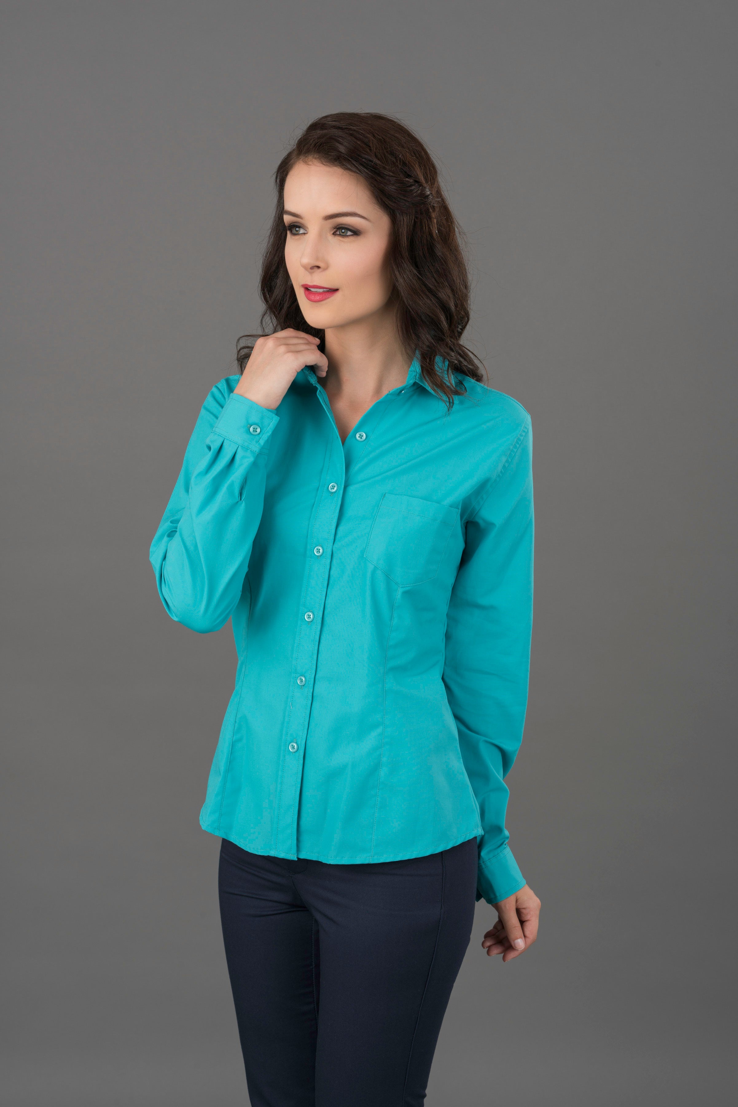 BLUSA DUBLIN VERDE AQUA MANGA LARGA