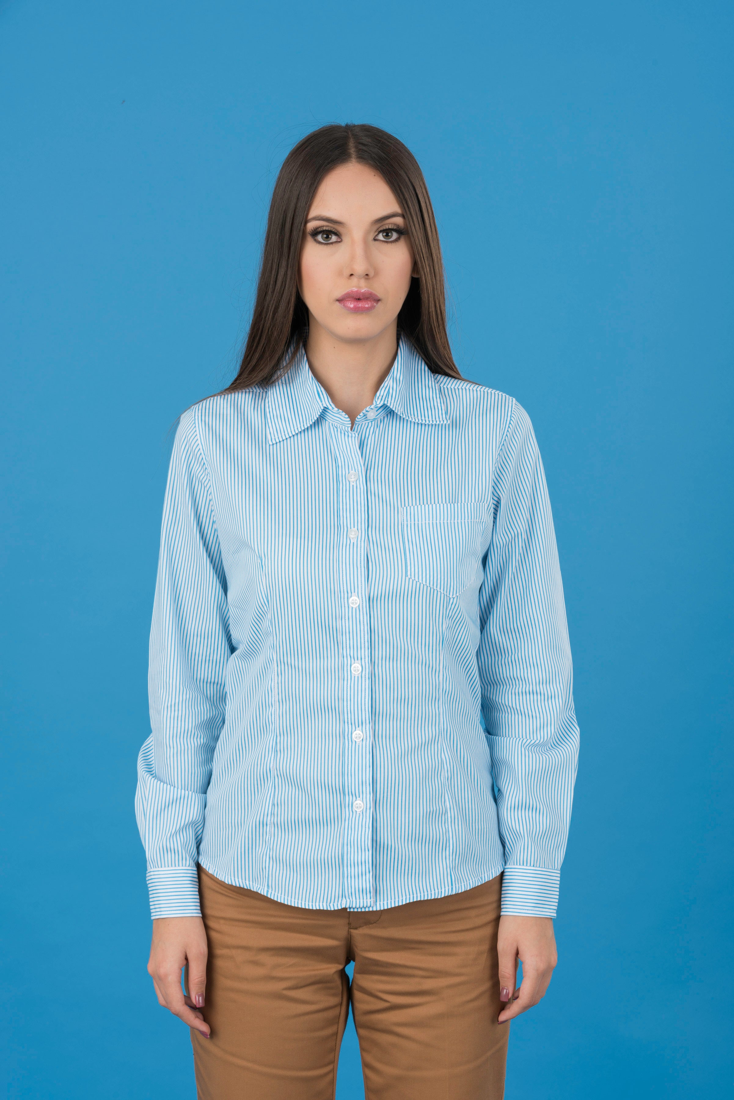 BLUSA MILAN TURQUESA MANGA LARGA