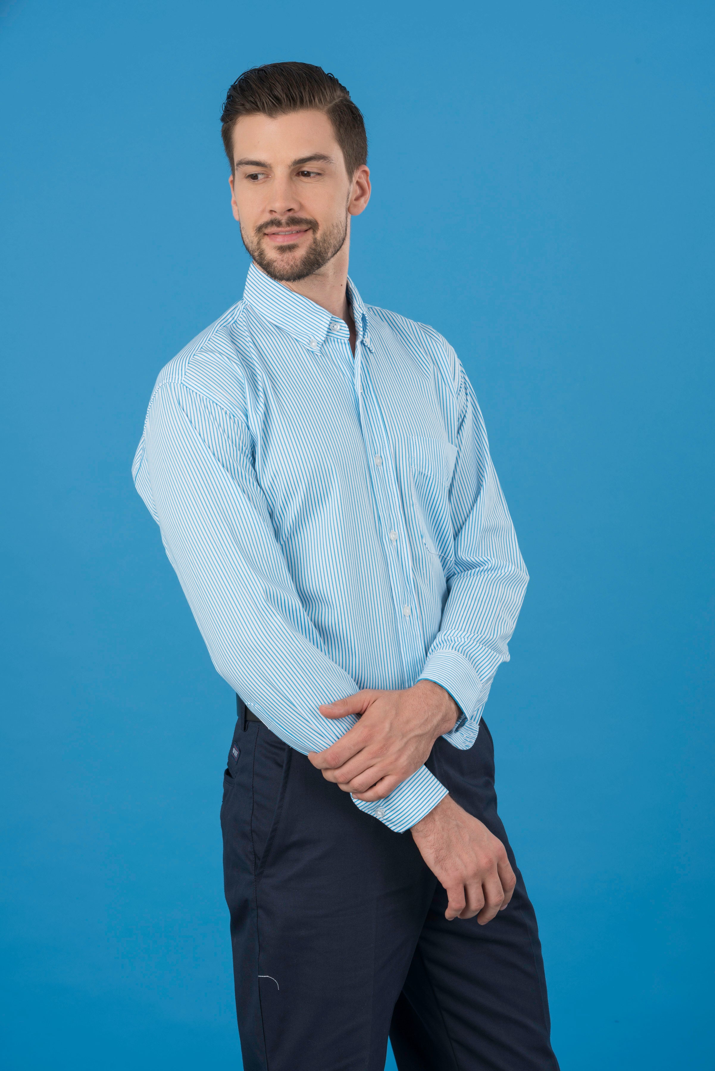 CAMISA MILAN TURQUESA MANGA LARGA