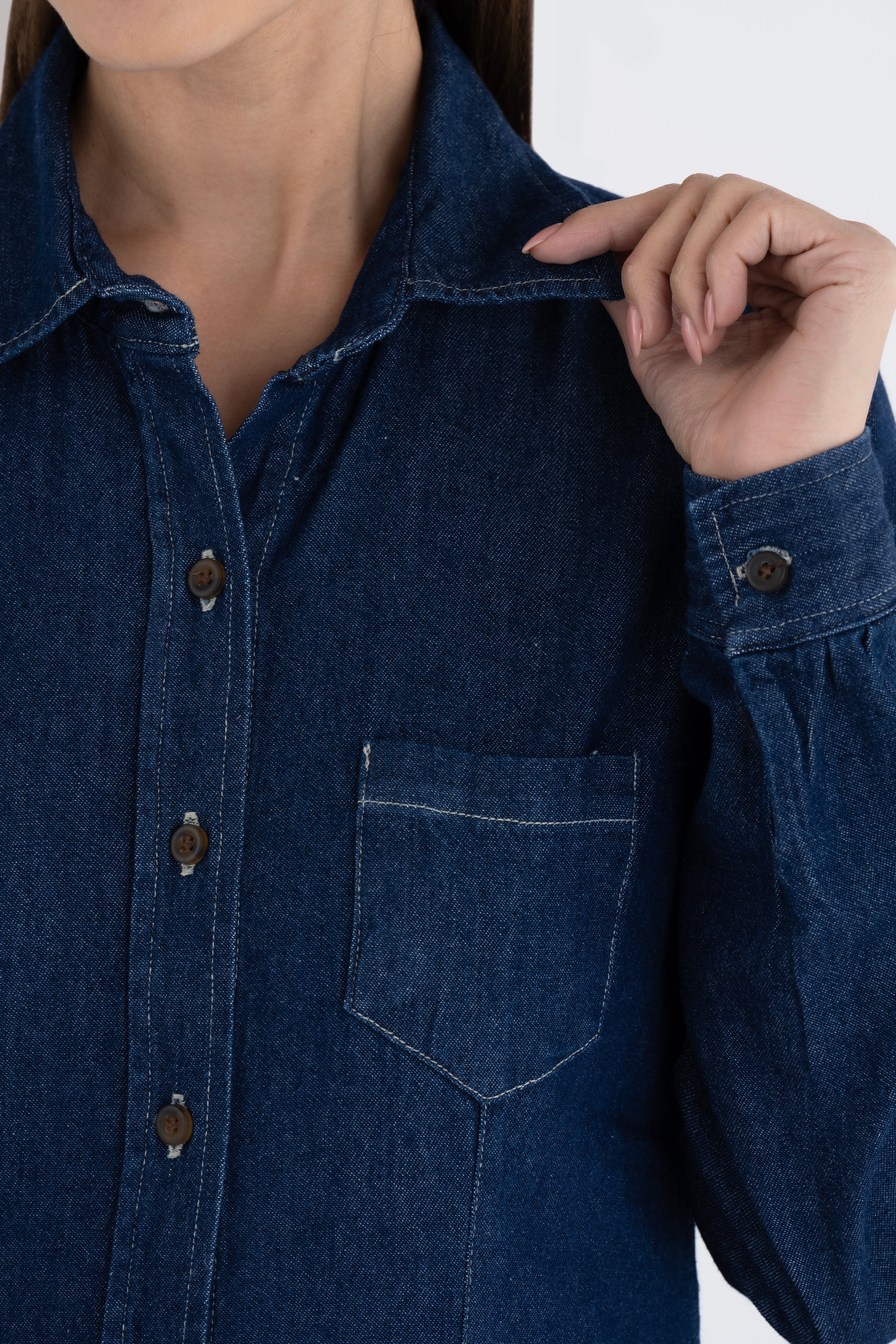 Blusa Mujer Mezclilla Manga Larga Stone