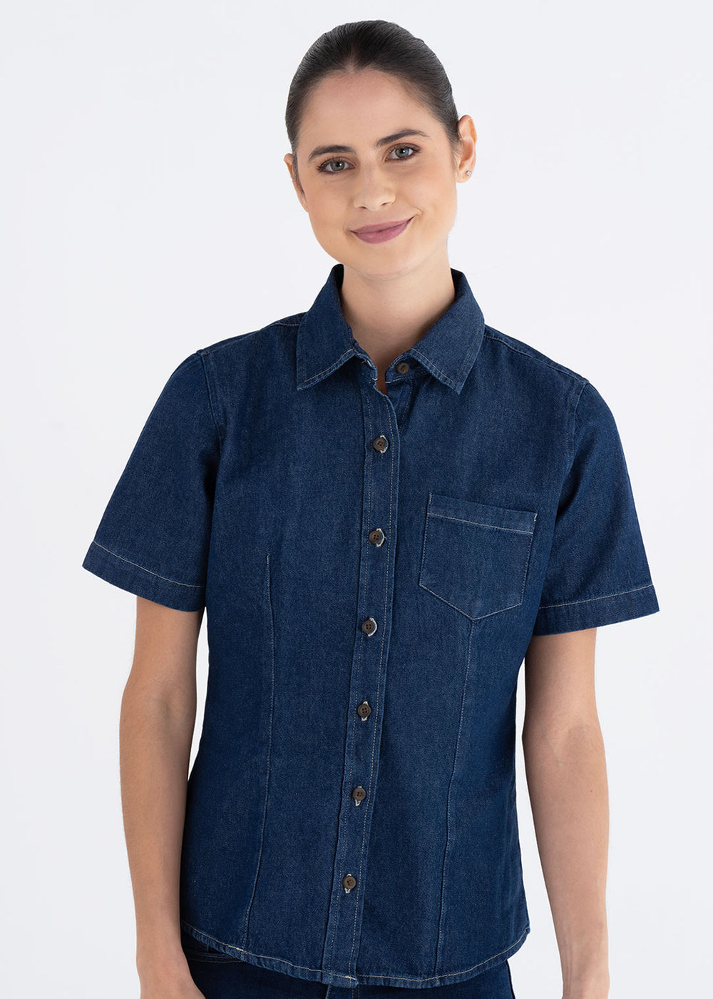 Blusa Mujer Mezclilla Manga Corta Stone