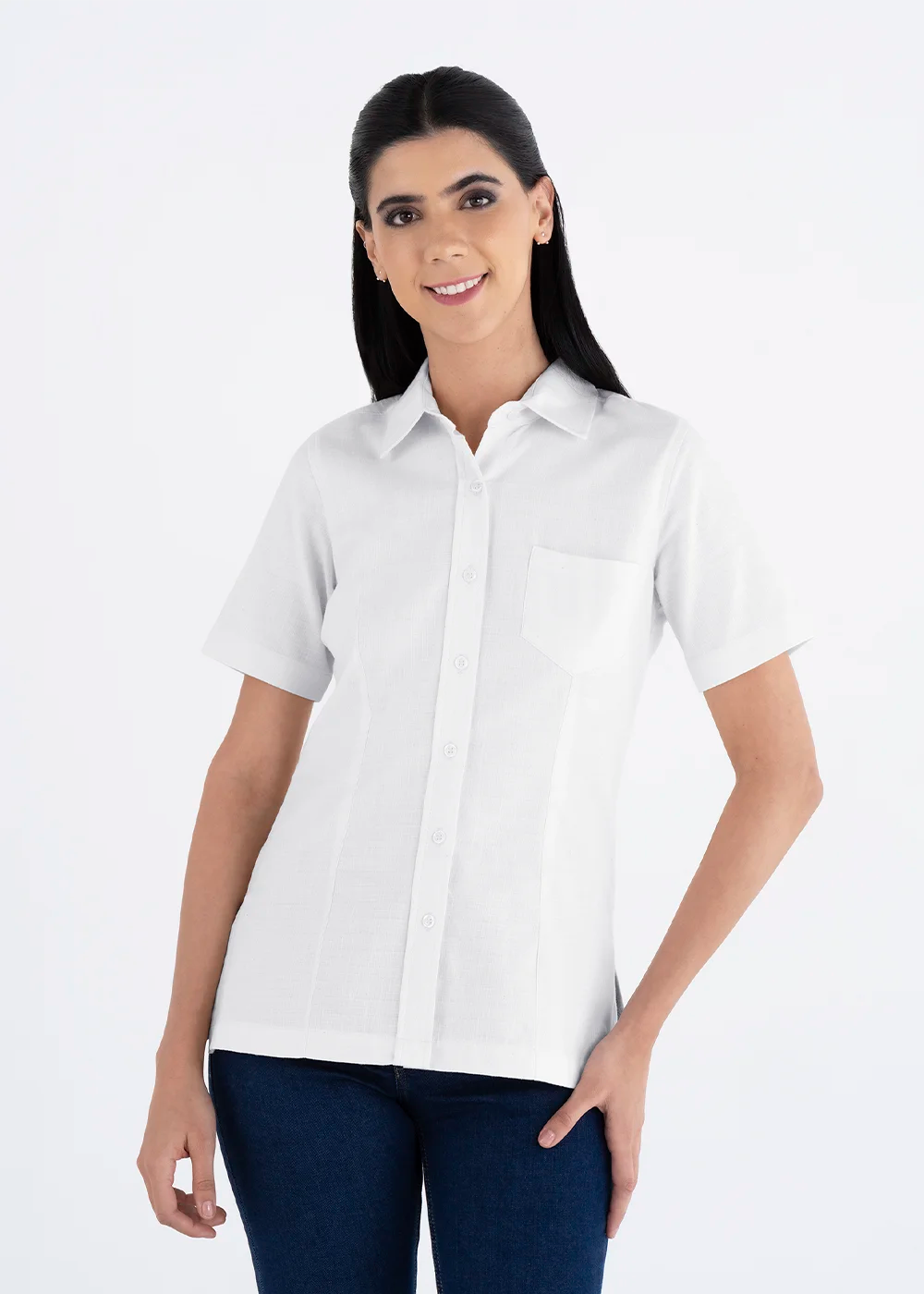 Blusa Mujer Manga Corta Lino