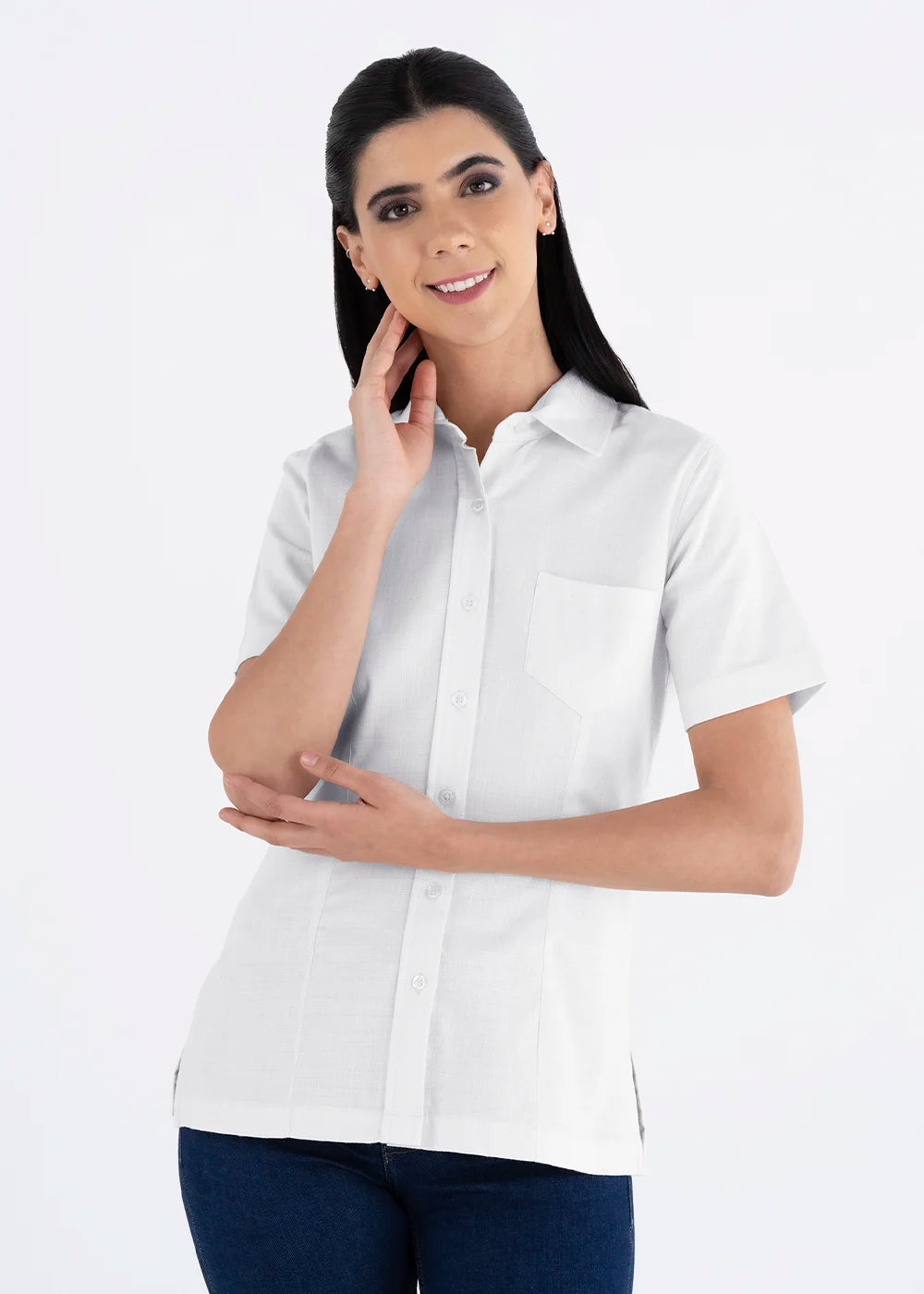 Blusa Mujer Manga Corta Lino