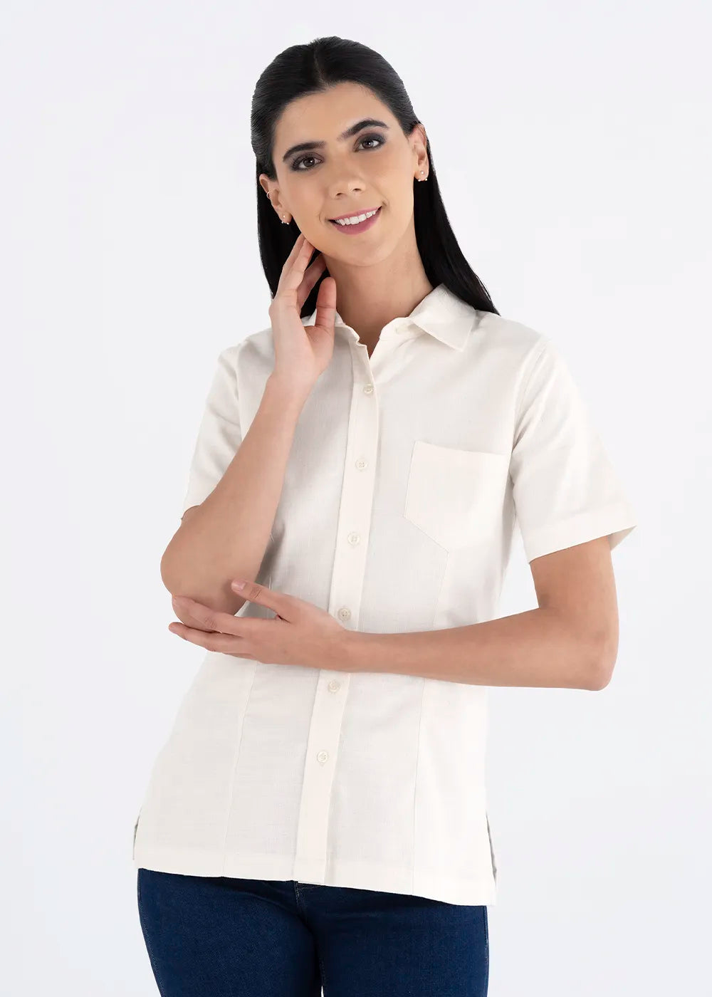 Blusa Mujer Manga Corta Lino