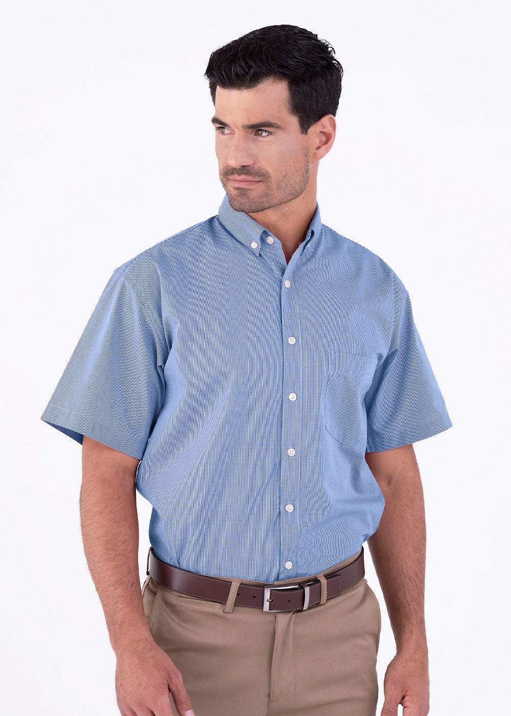 Camisa Hombre Manga Corta Microcuadro
