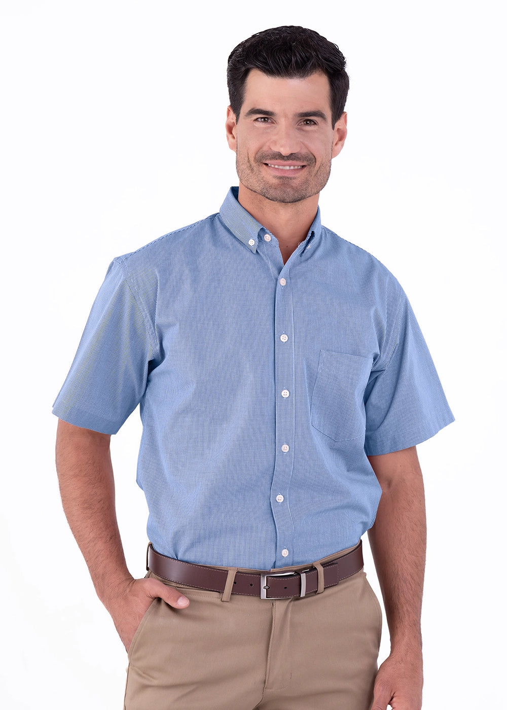 Camisa Hombre Manga Corta Microcuadro
