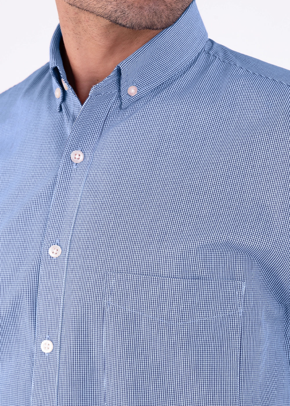 Camisa Hombre Manga Corta Microcuadro