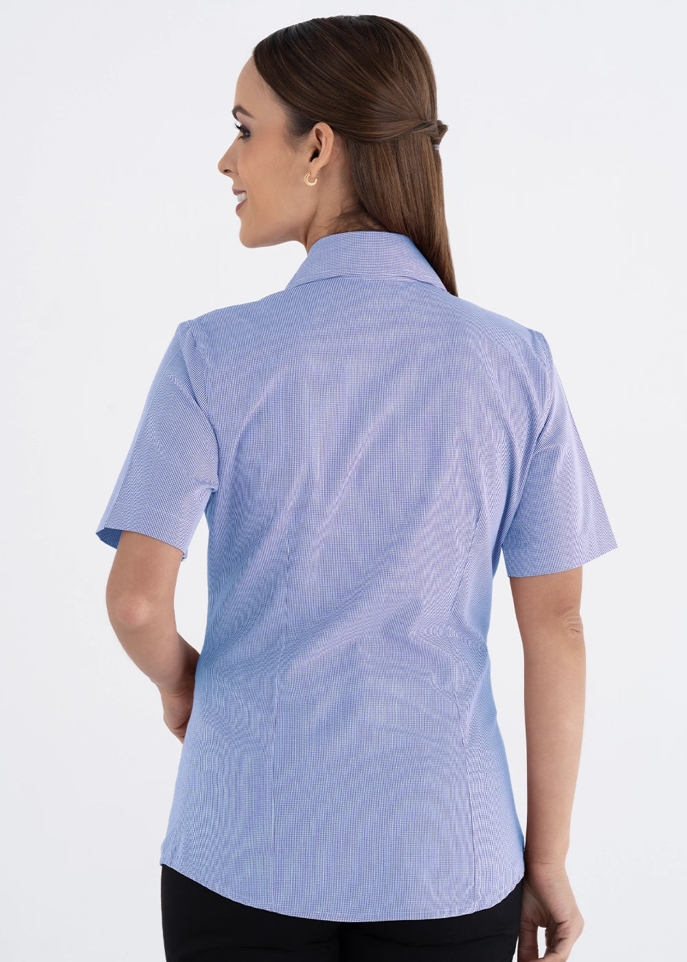 Blusa Mujer Manga Corta Microcuadro