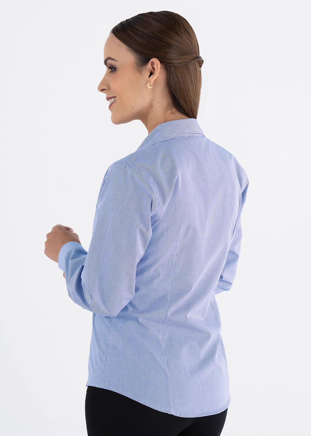 Blusa Mujer Manga Larga Microcuadro