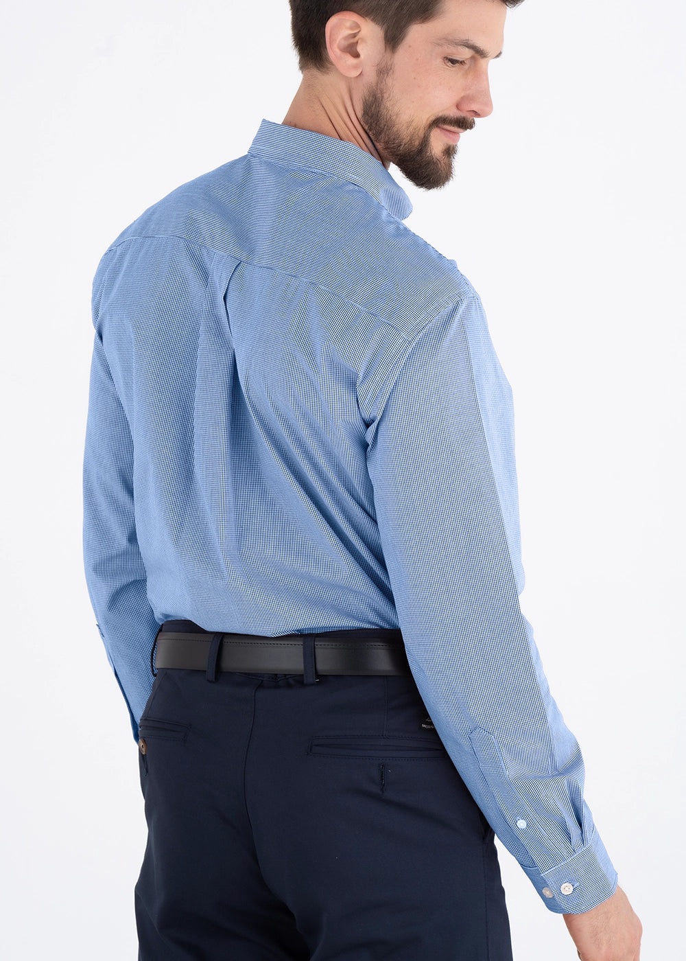 Camisa Hombre Manga Larga Microcuadro
