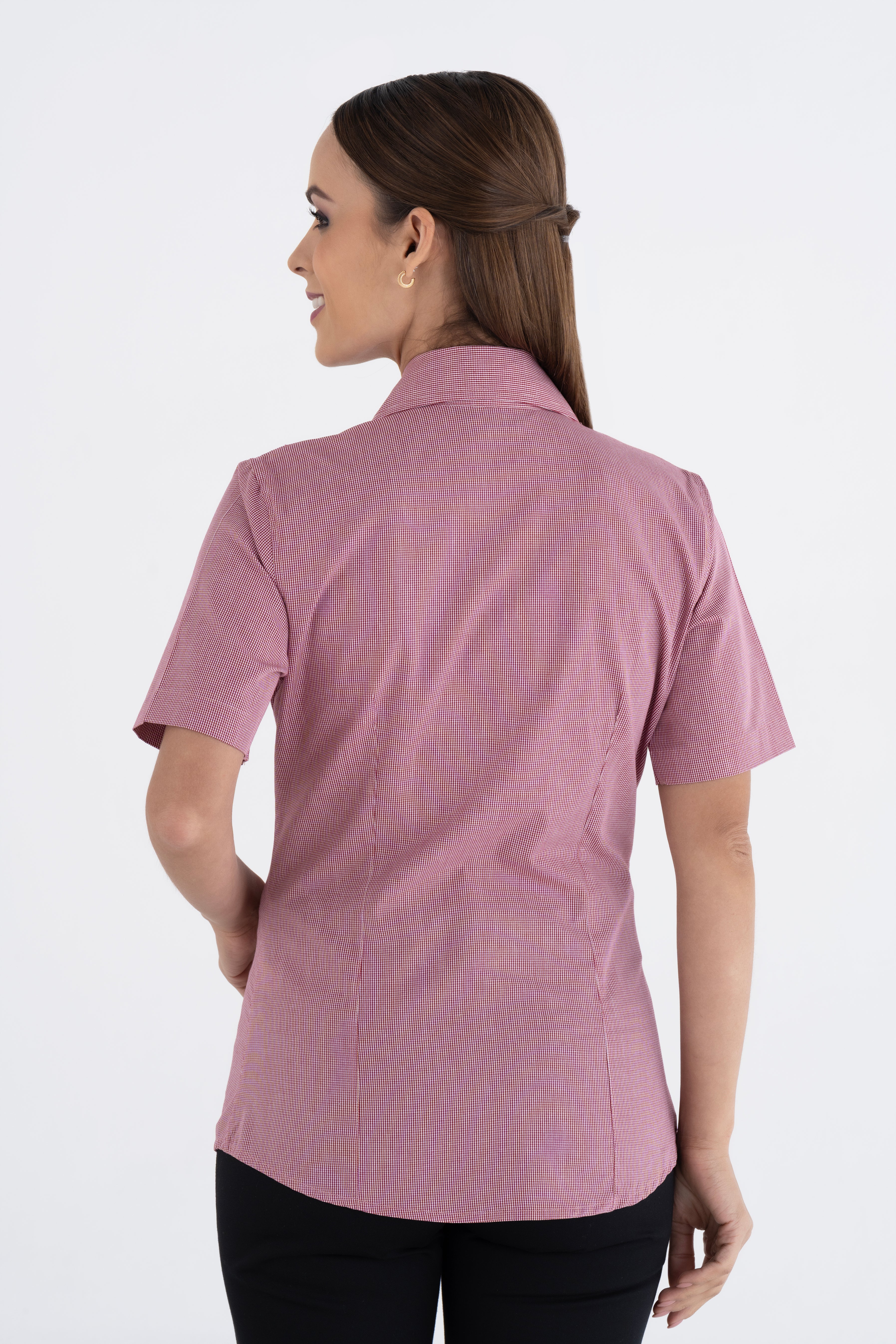Blusa Mujer Manga Corta Microcuadro
