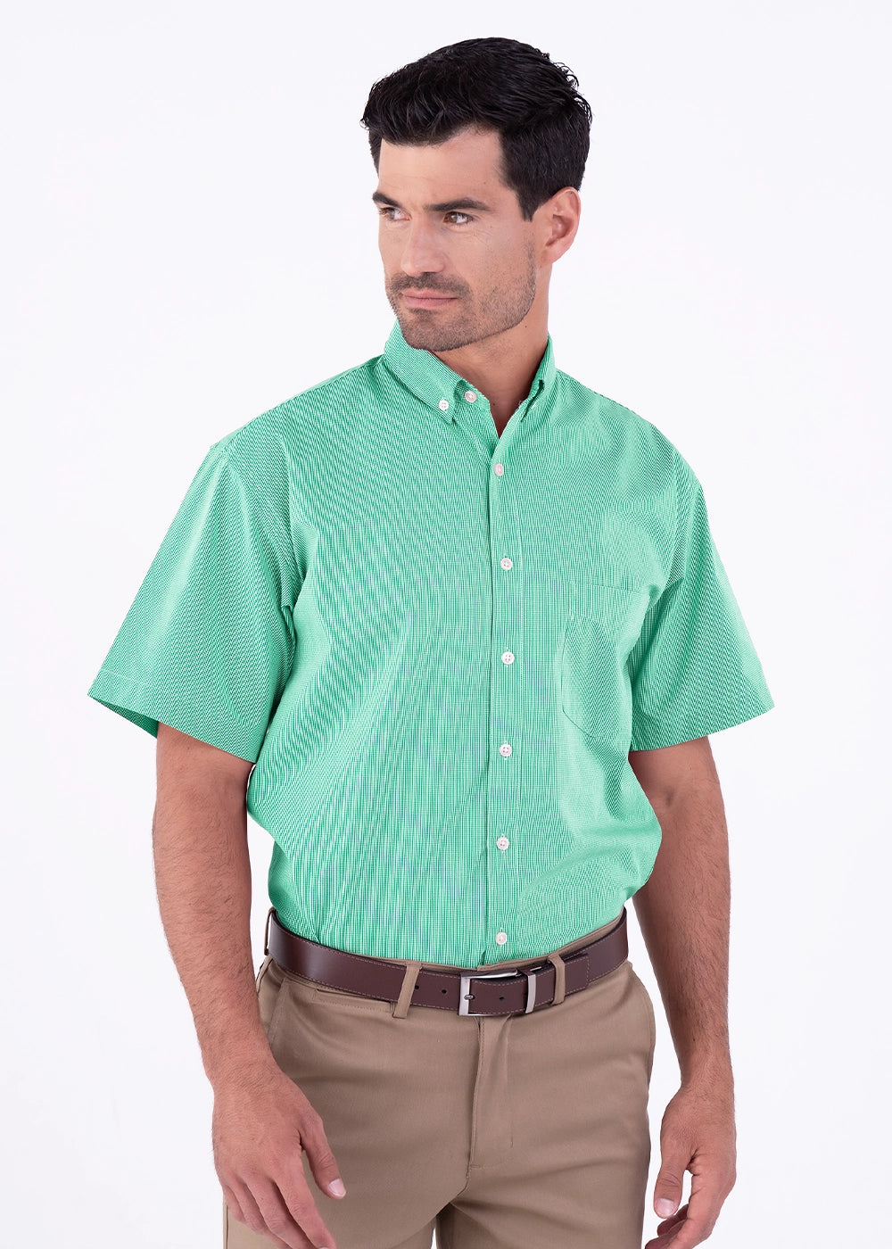 Camisa Hombre Manga Corta Microcuadro
