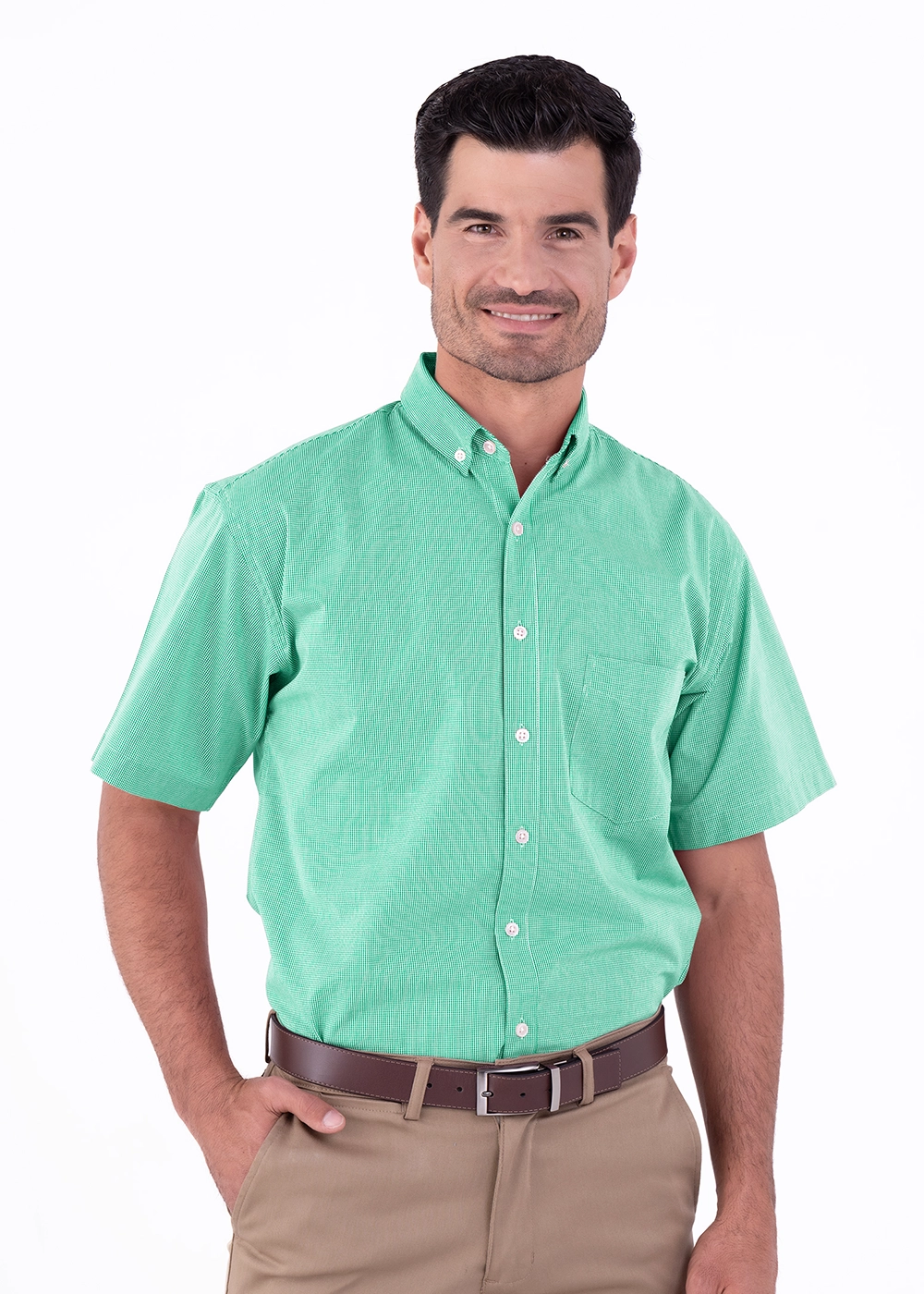 Camisa Hombre Manga Corta Microcuadro