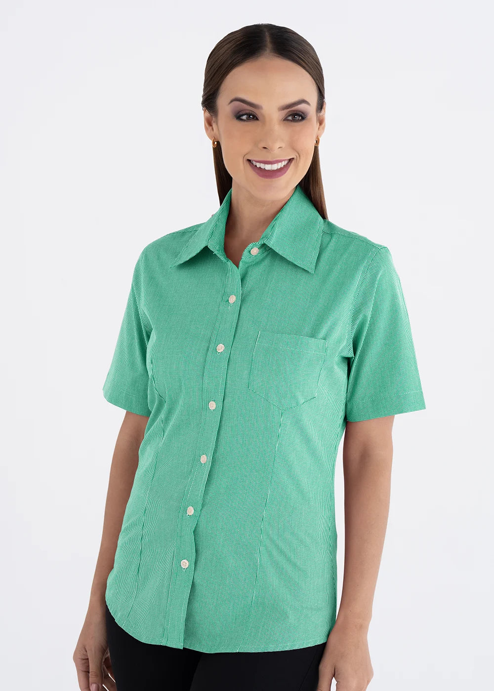 Blusa Mujer Manga Corta Microcuadro