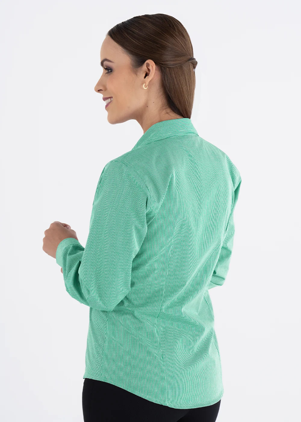 Blusa Mujer Manga Larga Microcuadro