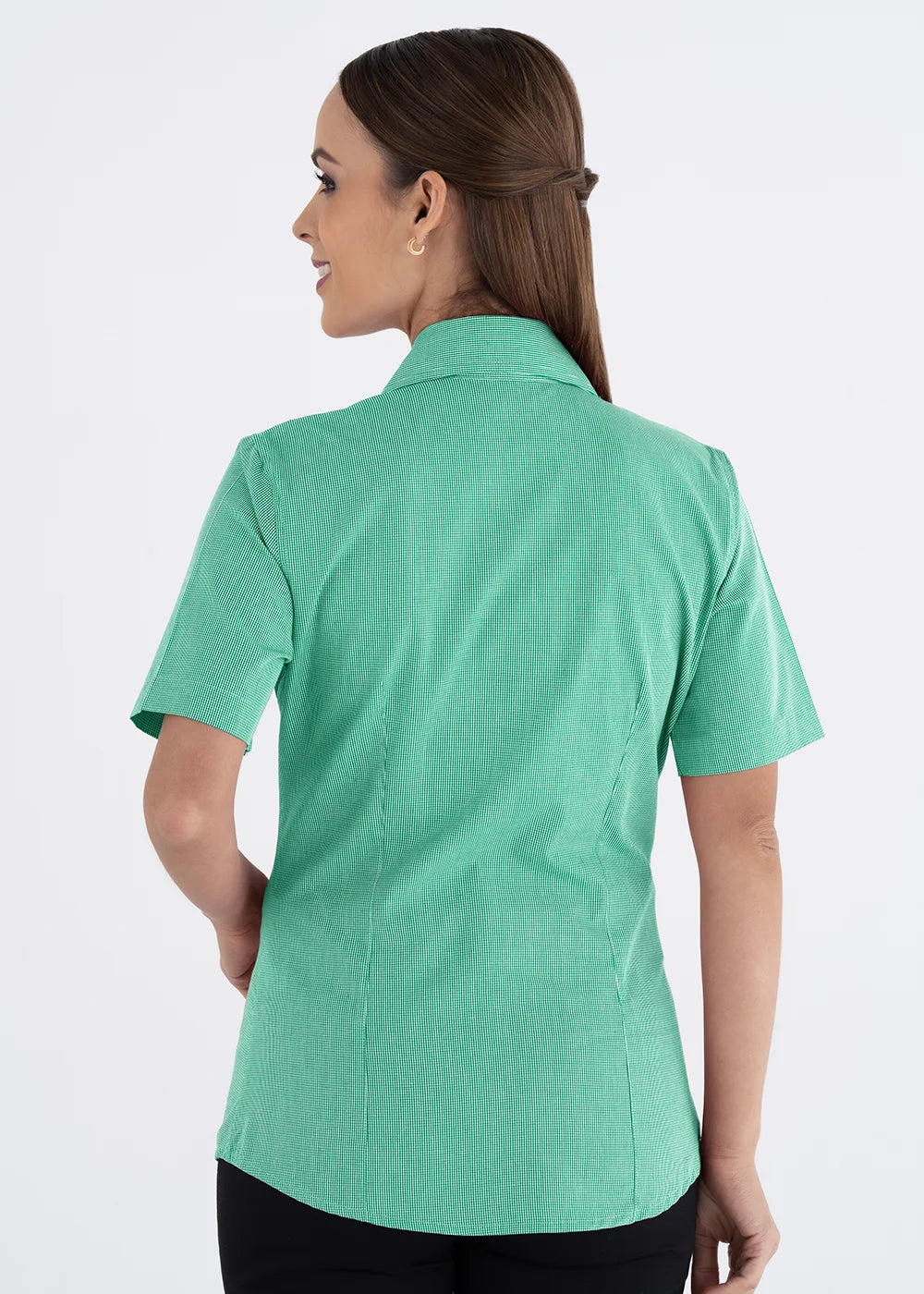 Blusa Mujer Manga Corta Microcuadro