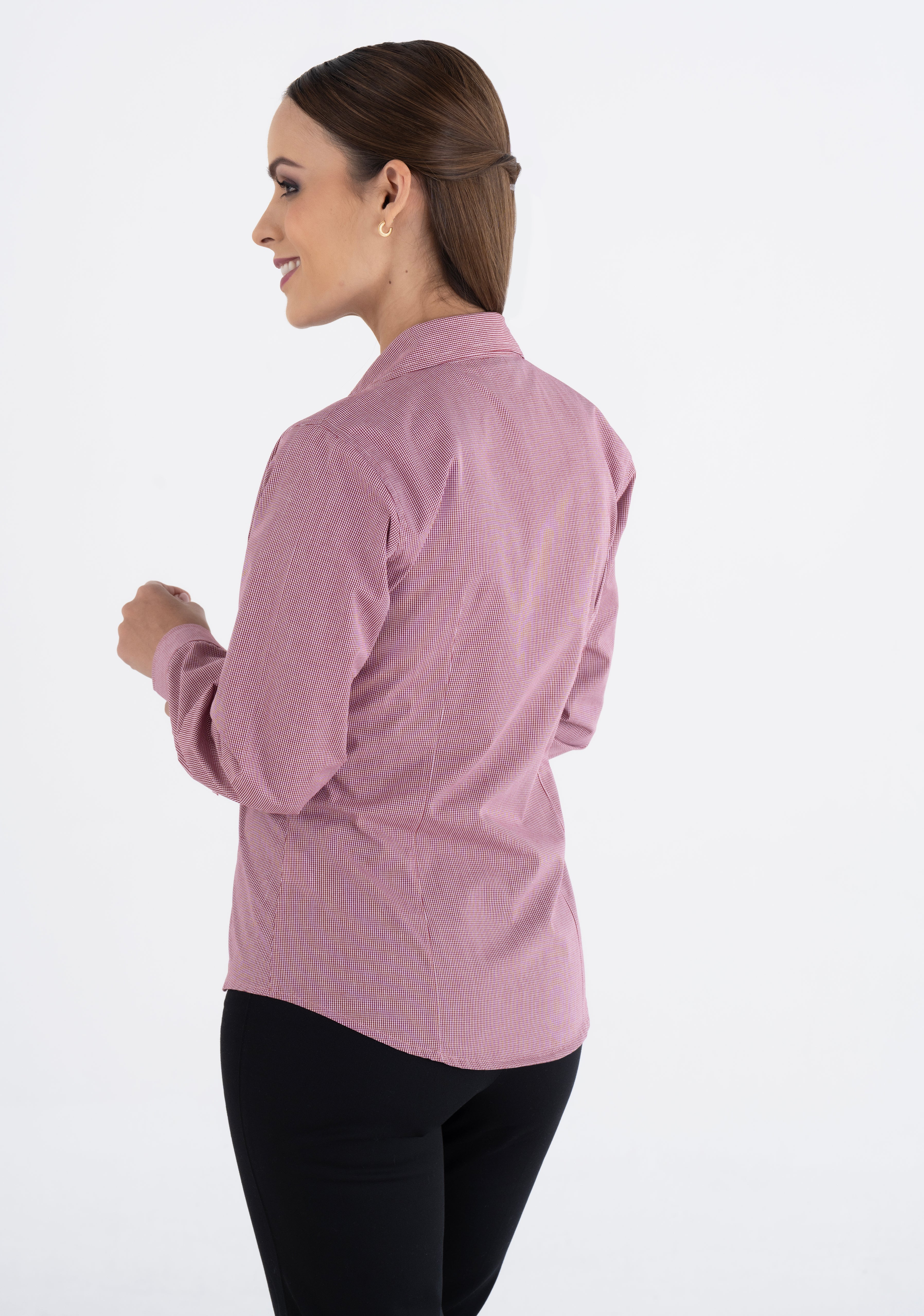 Blusa Mujer Manga Larga Microcuadro