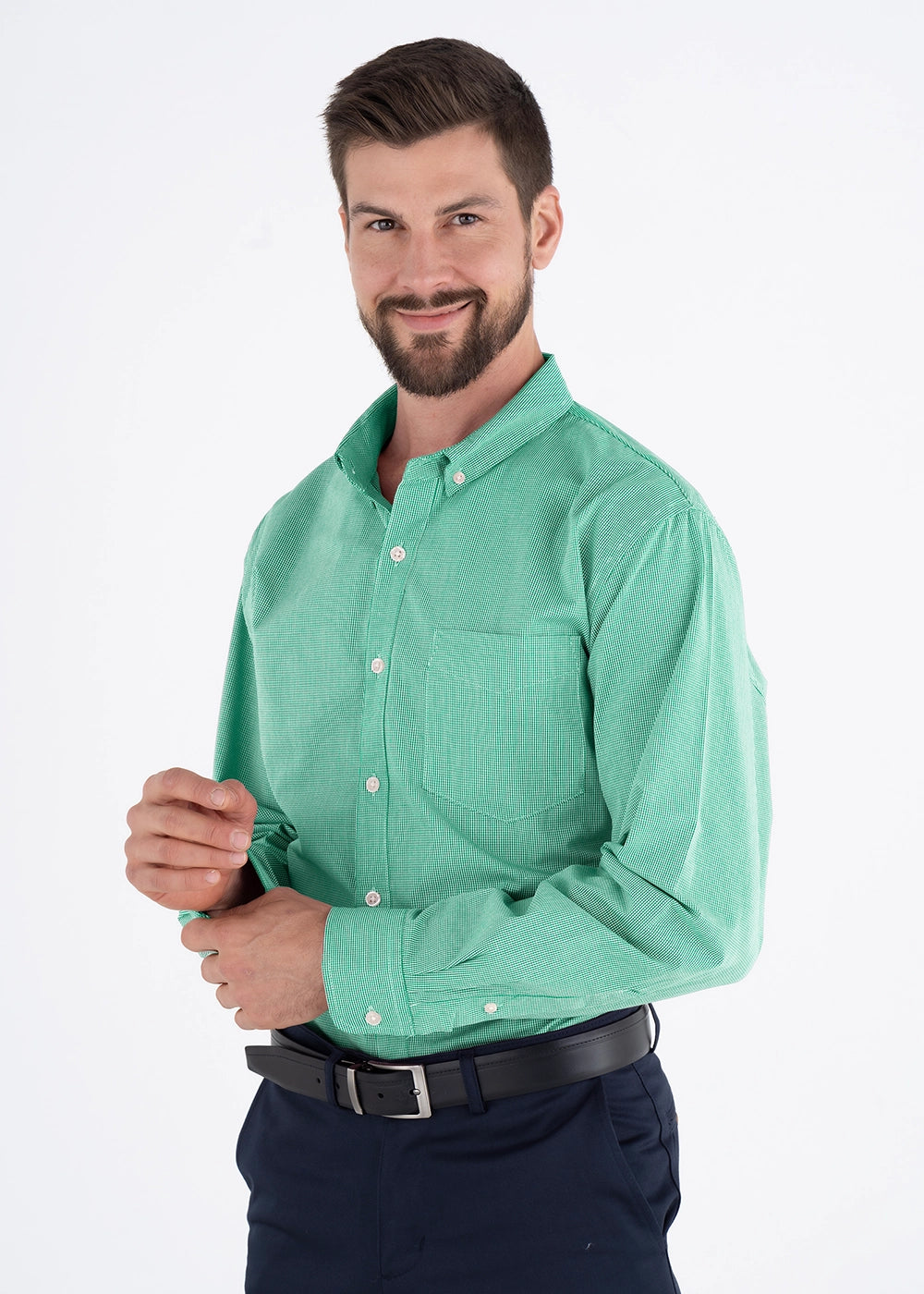 Camisa Hombre Manga Larga Microcuadro