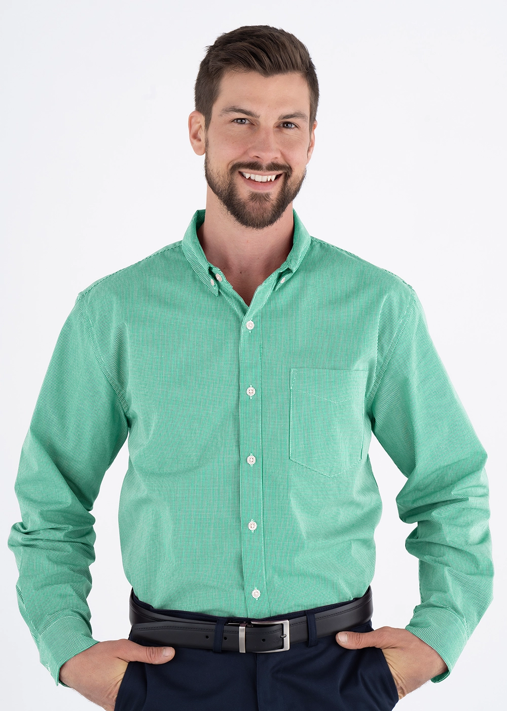Camisa Hombre Manga Larga Microcuadro