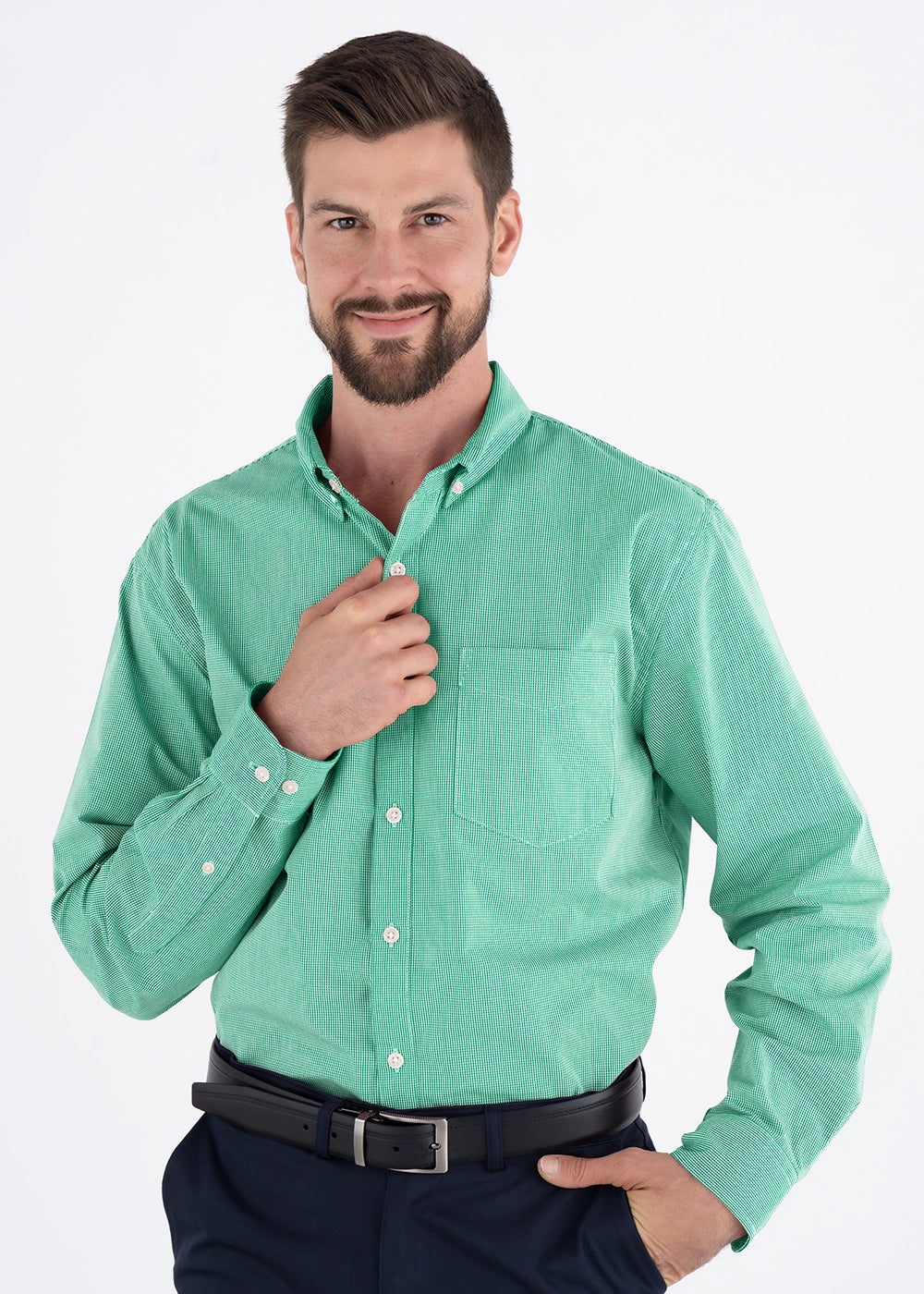 Camisa Hombre Manga Larga Microcuadro