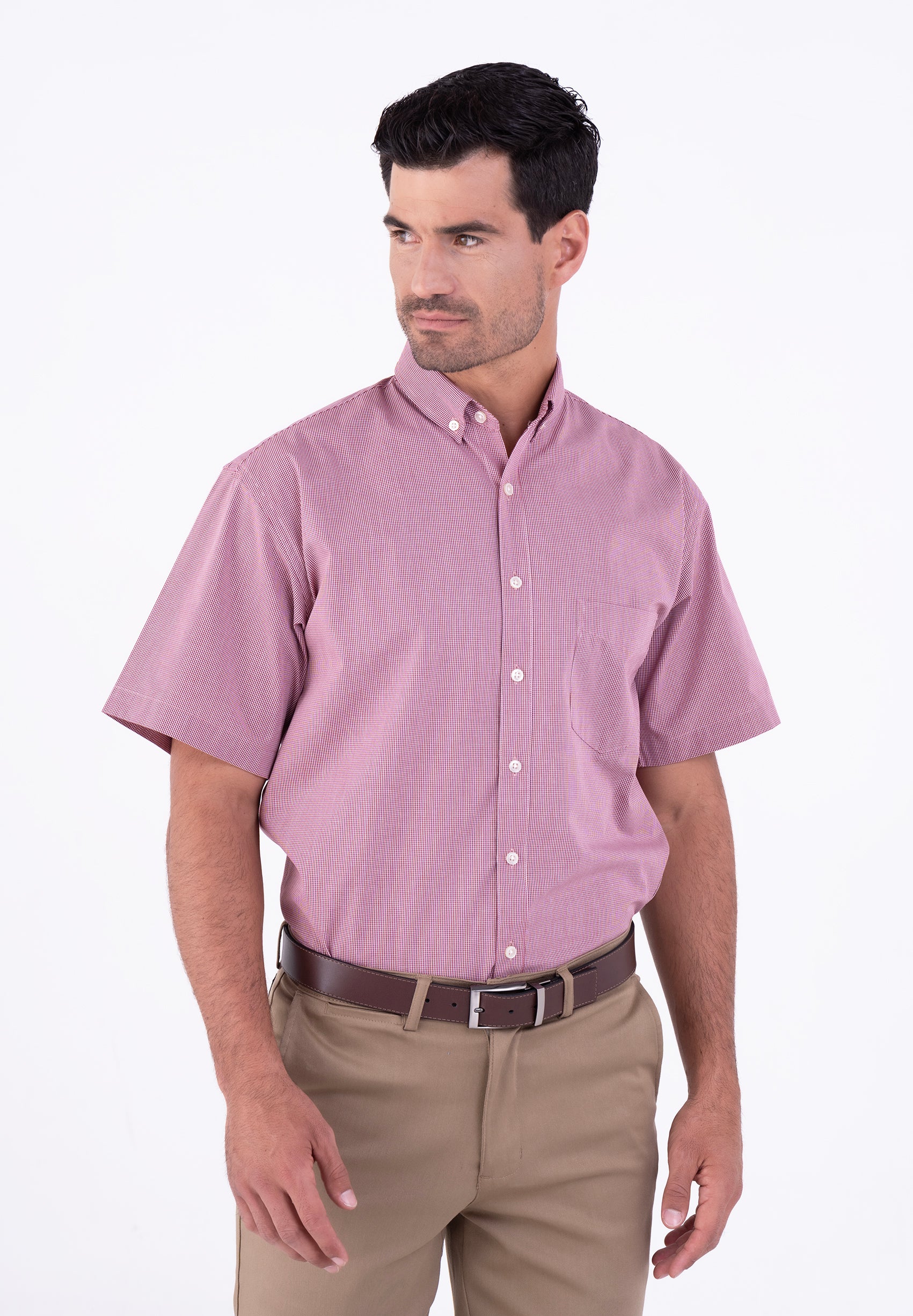 Camisa Hombre Manga Corta Microcuadro