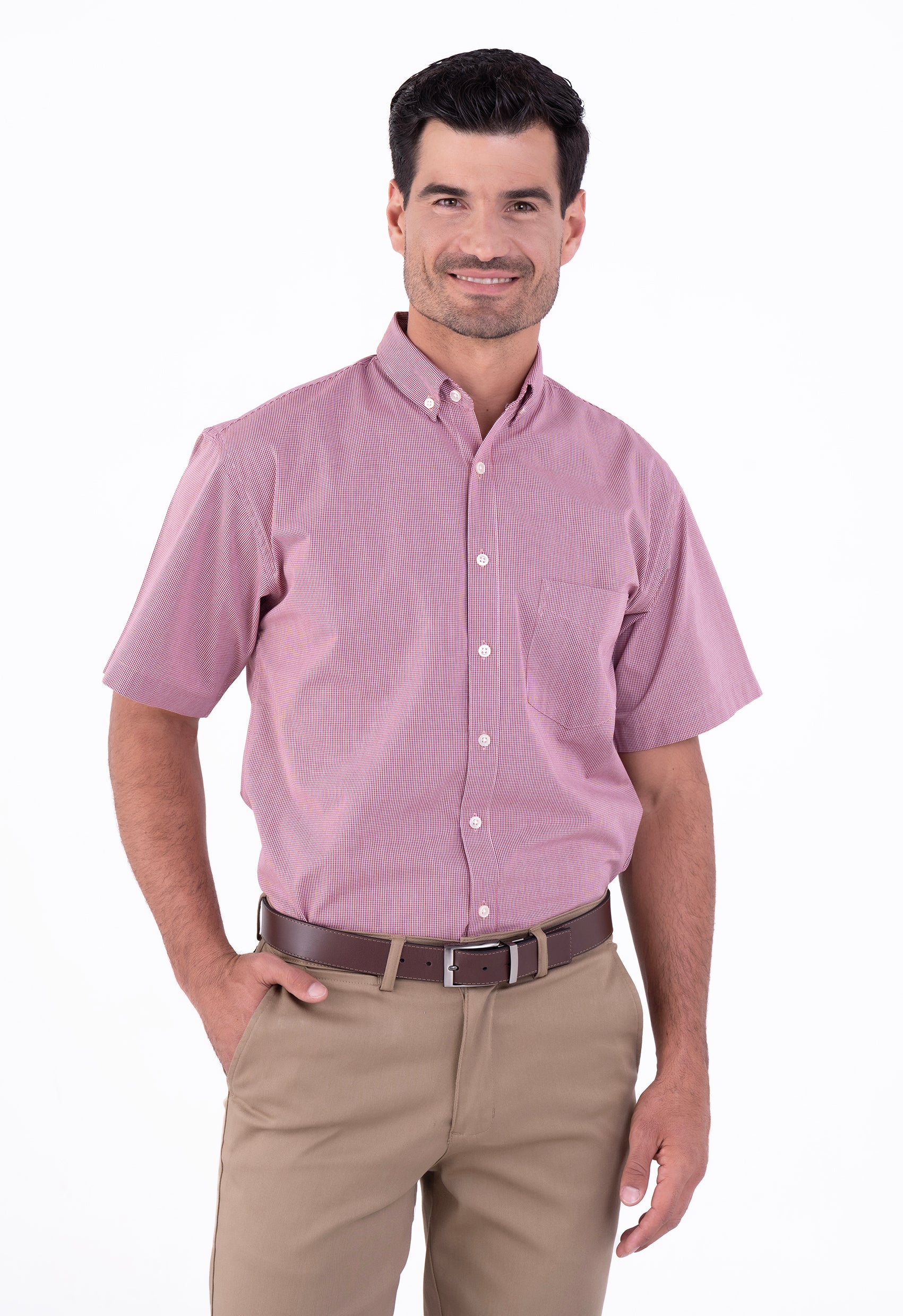 Camisa Hombre Manga Corta Microcuadro