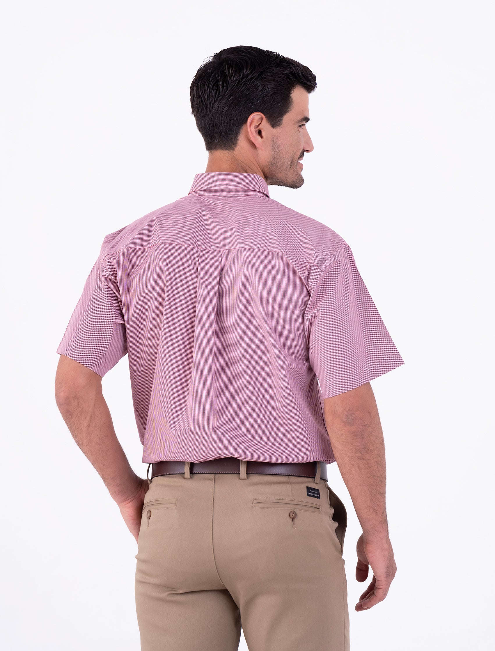 Camisa Hombre Manga Corta Microcuadro