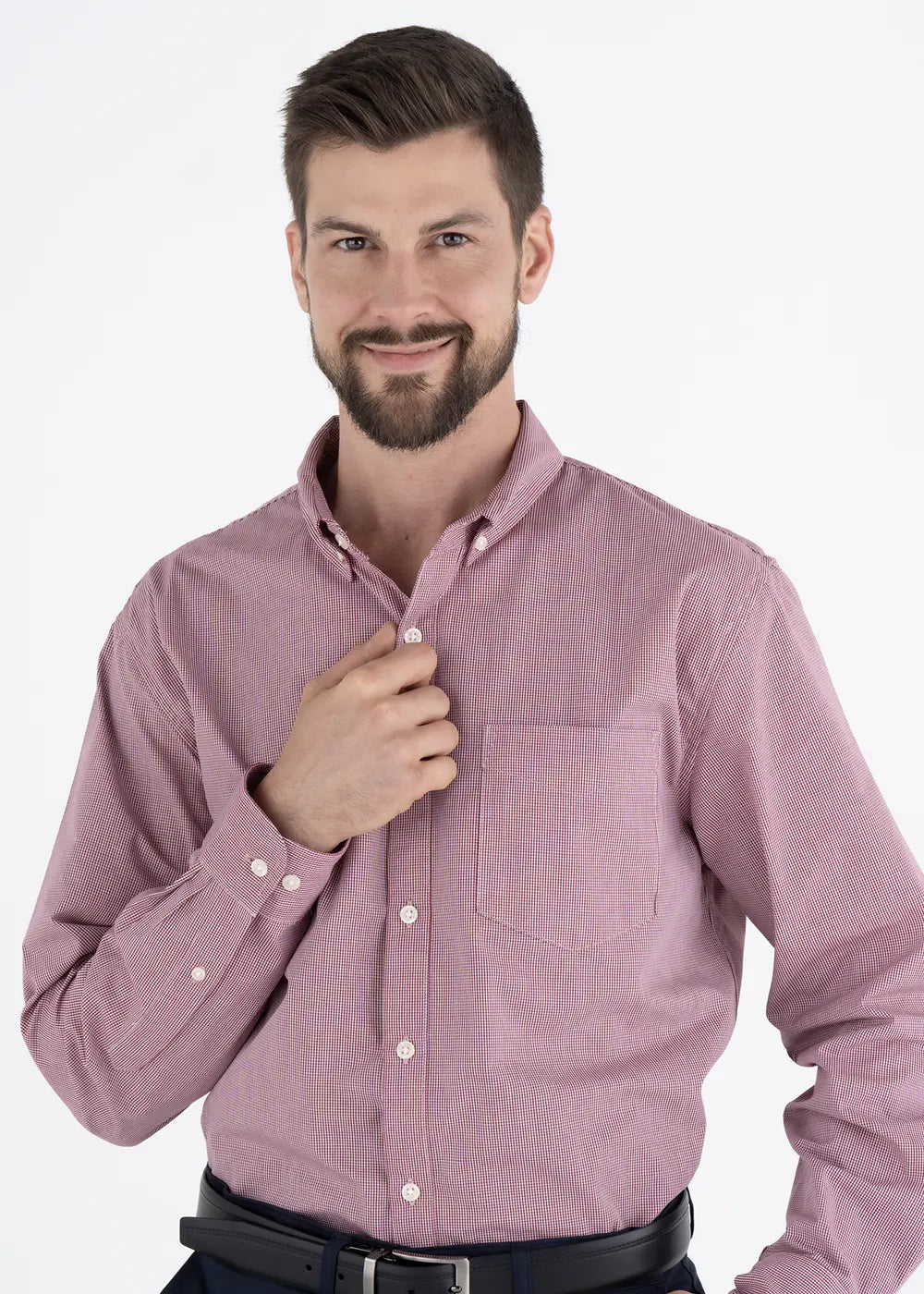 Camisa Hombre Manga Larga Microcuadro