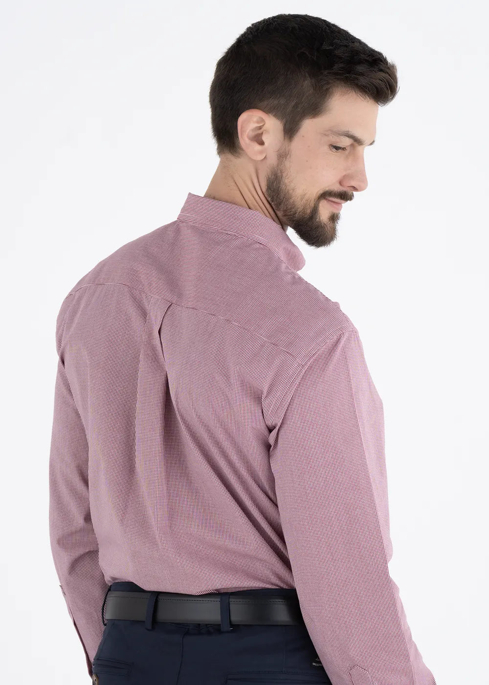 Camisa Hombre Manga Larga Microcuadro