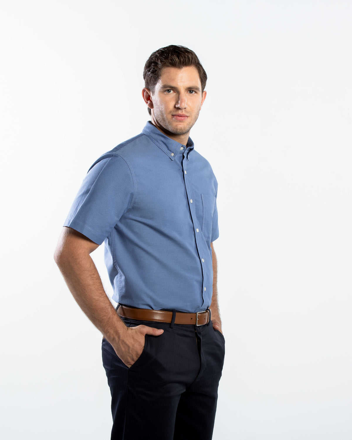 Camisa Hombre Manga Corta Oxford