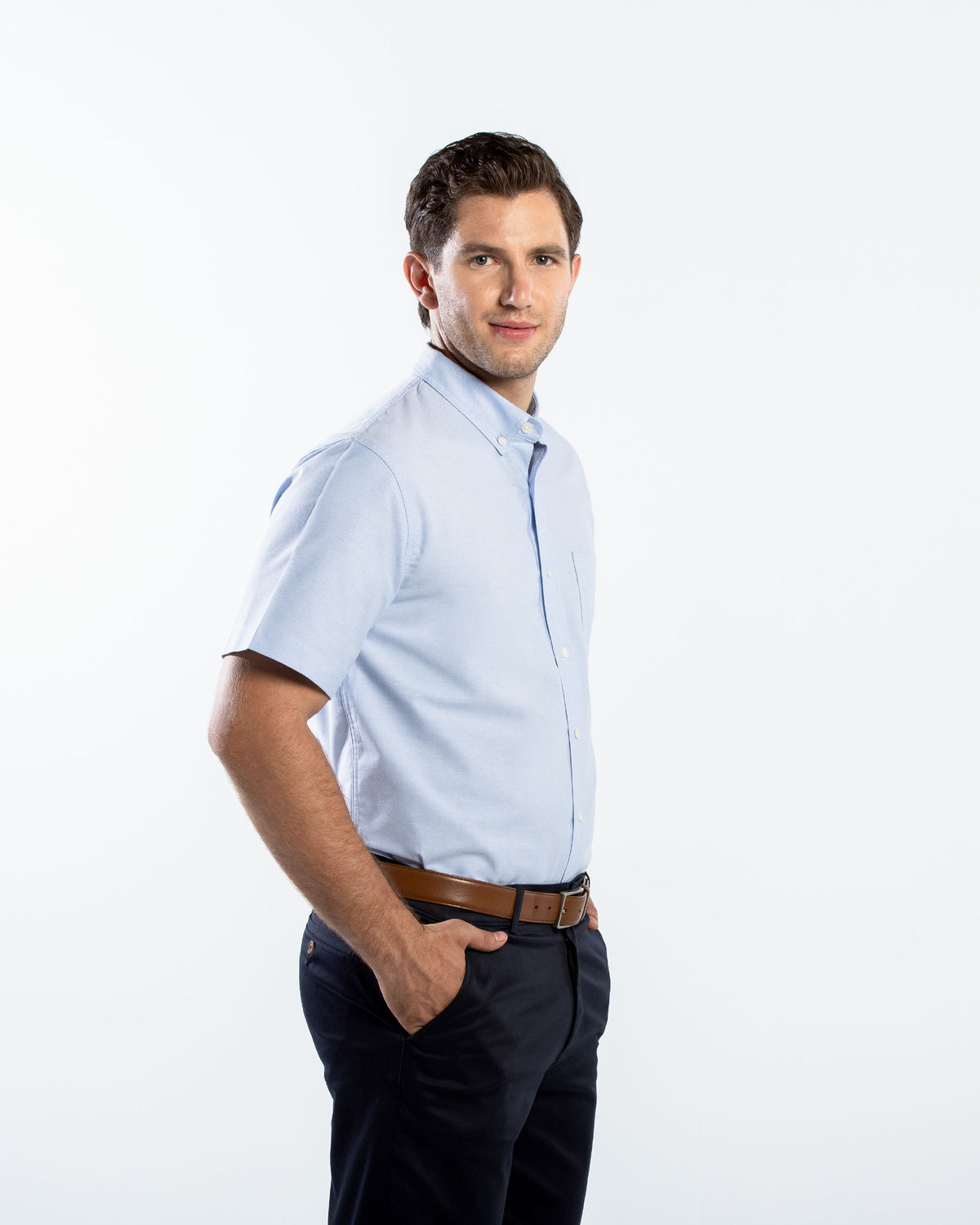 Camisa Hombre Manga Corta Oxford